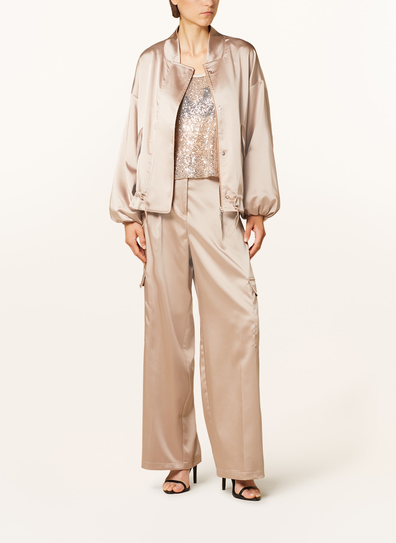SEM PER LEI Satin blouse, Color: BEIGE (Image 2)