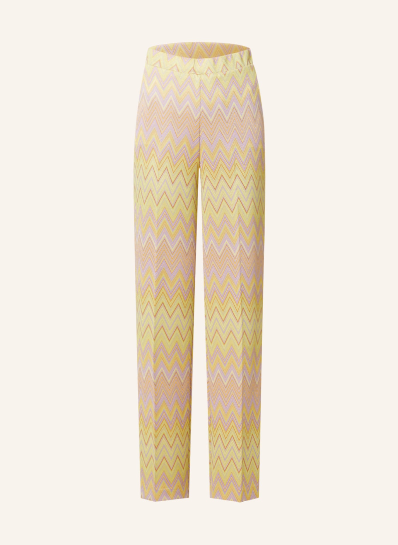 SEM PER LEI Wide leg trousers made of jersey with glitter thread, Color: LIGHT GREEN/ LIGHT PURPLE/ ORANGE (Image 1)