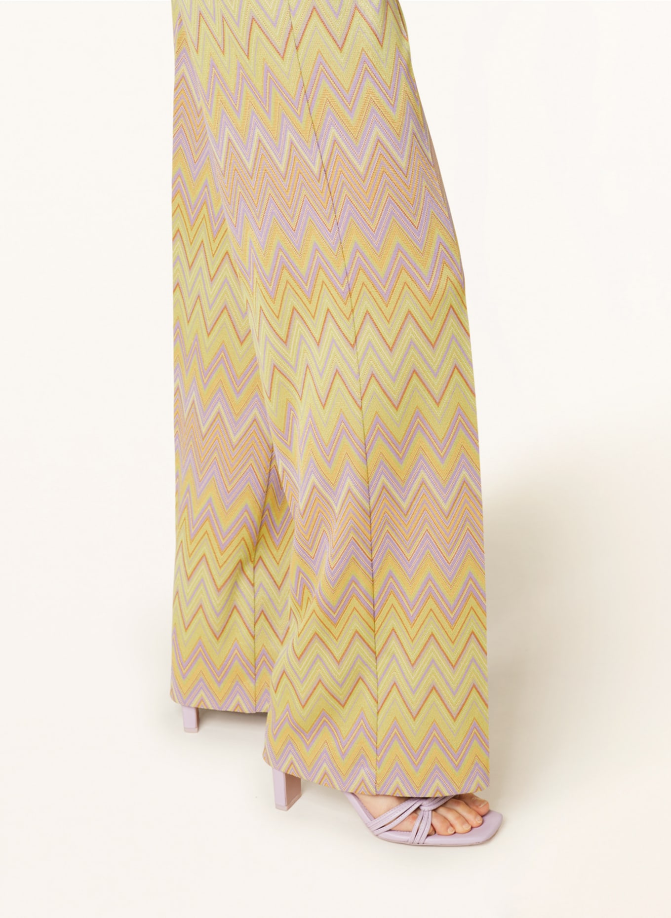 SEM PER LEI Spodnie marlena z dżerseju z błyszczącą przędzą, Kolor: JASNOZIELONY/ JASNOFIOLETOWY/ POMARAŃCZOWY (Obrazek 6)