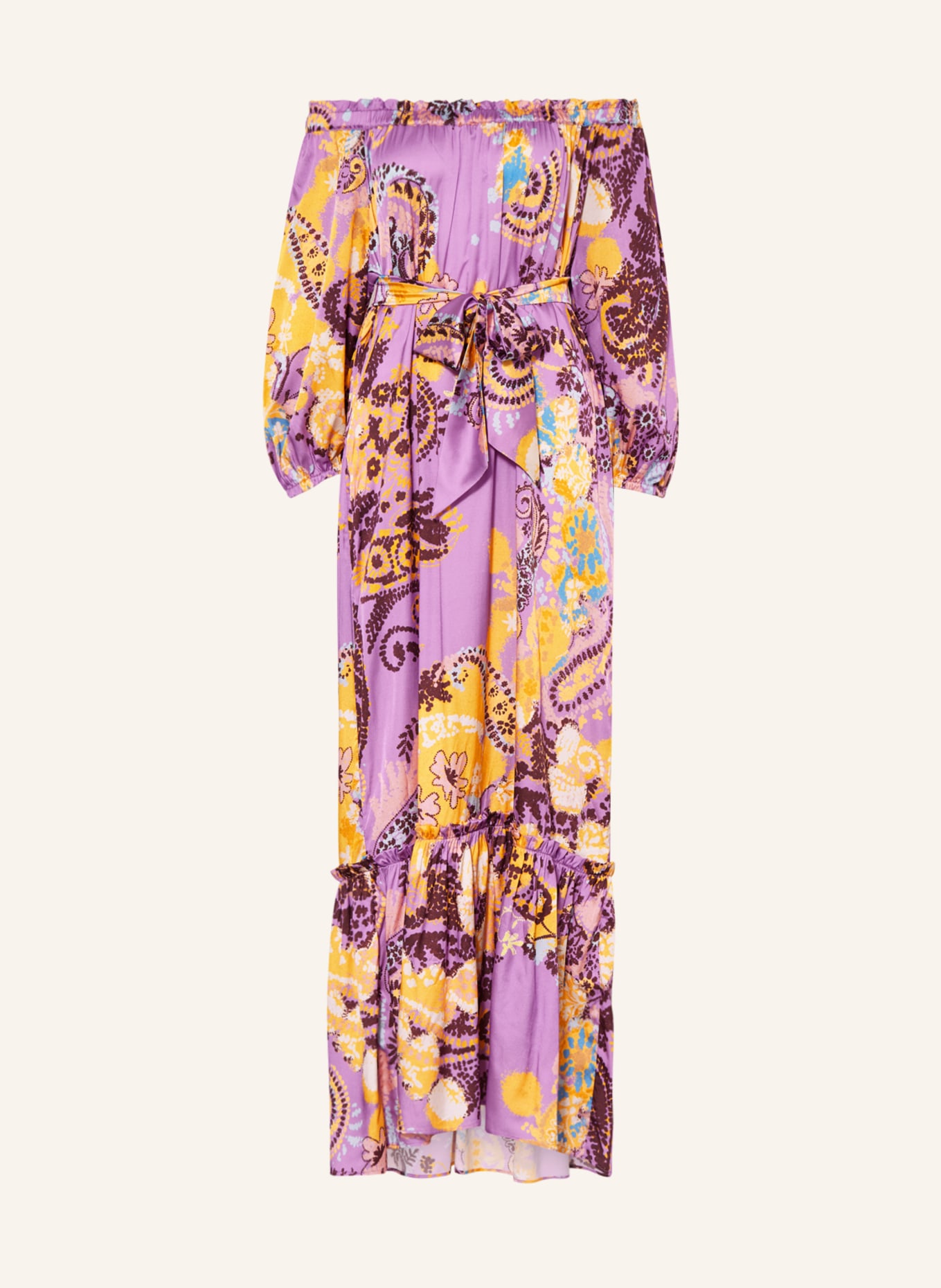 SEM PER LEI Kleid mit Seide und 3/4-Arm, Farbe: LILA/ HELLORANGE/ DUNKELROT (Bild 1)