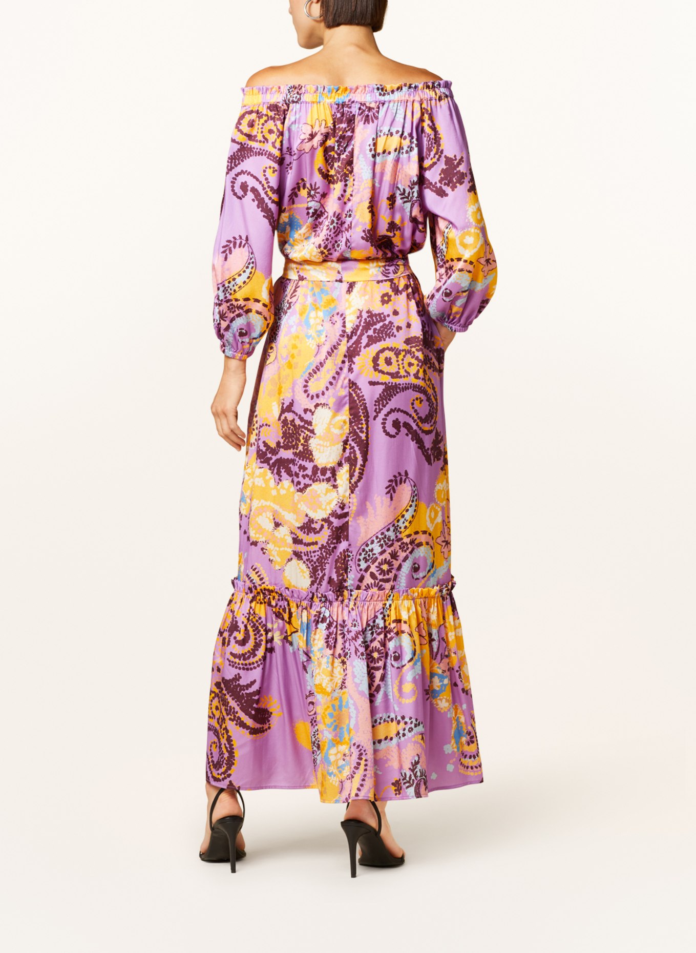SEM PER LEI Kleid mit Seide und 3/4-Arm, Farbe: LILA/ HELLORANGE/ DUNKELROT (Bild 3)