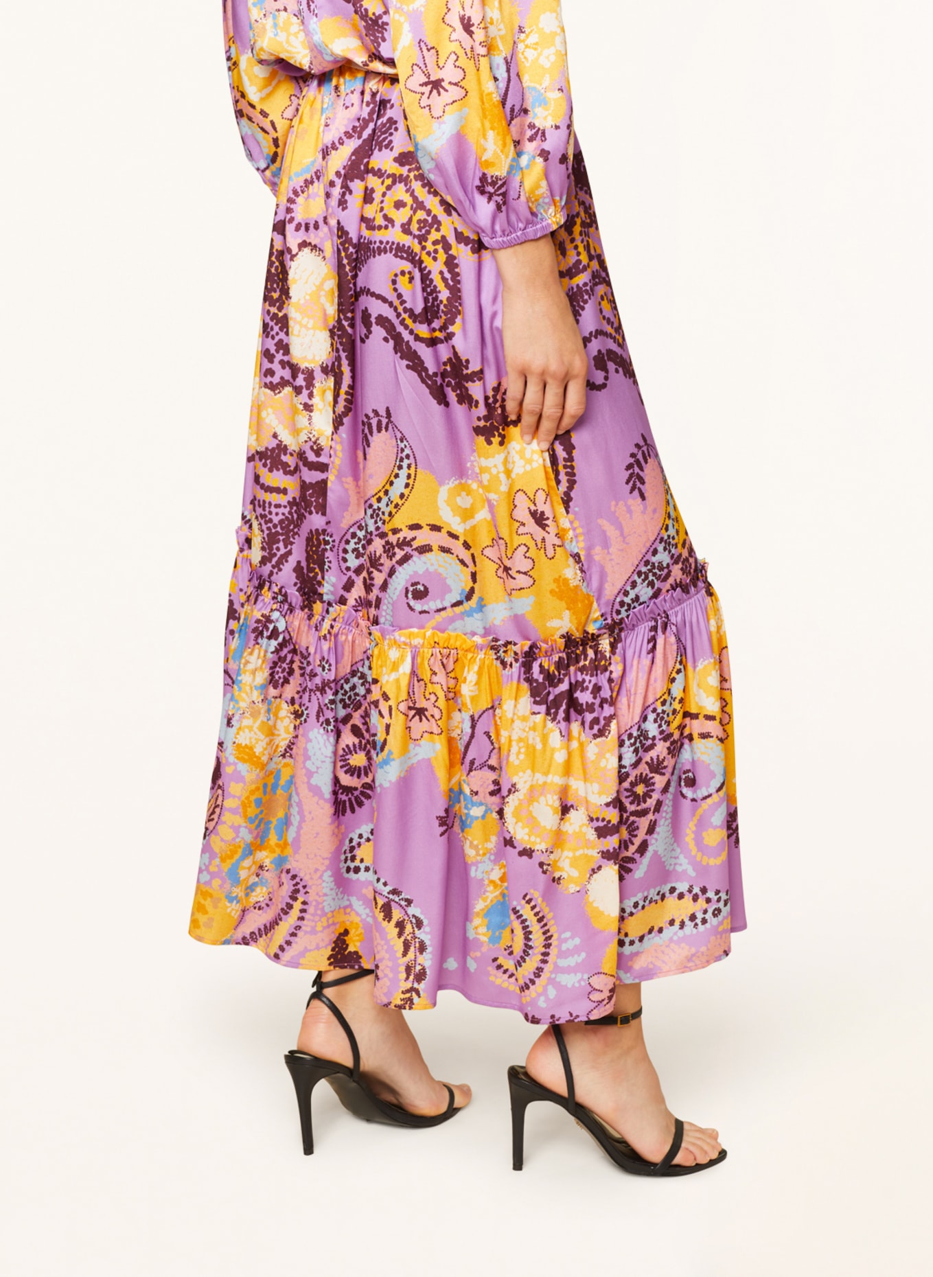 SEM PER LEI Kleid mit Seide und 3/4-Arm, Farbe: LILA/ HELLORANGE/ DUNKELROT (Bild 4)