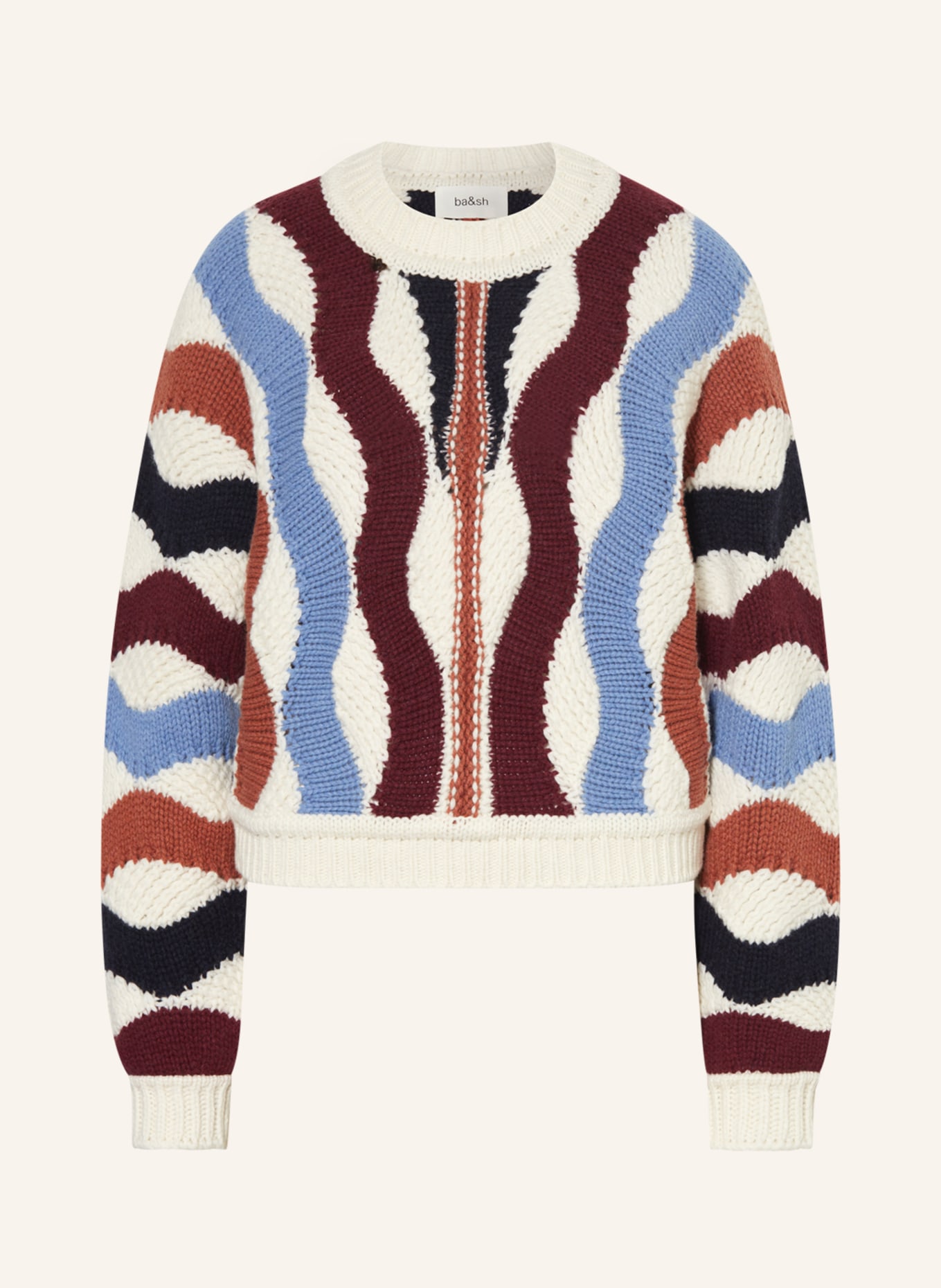 ba&sh Pullover WEBER, Farbe: WEISS/ HELLBLAU/ BRAUN (Bild 1)