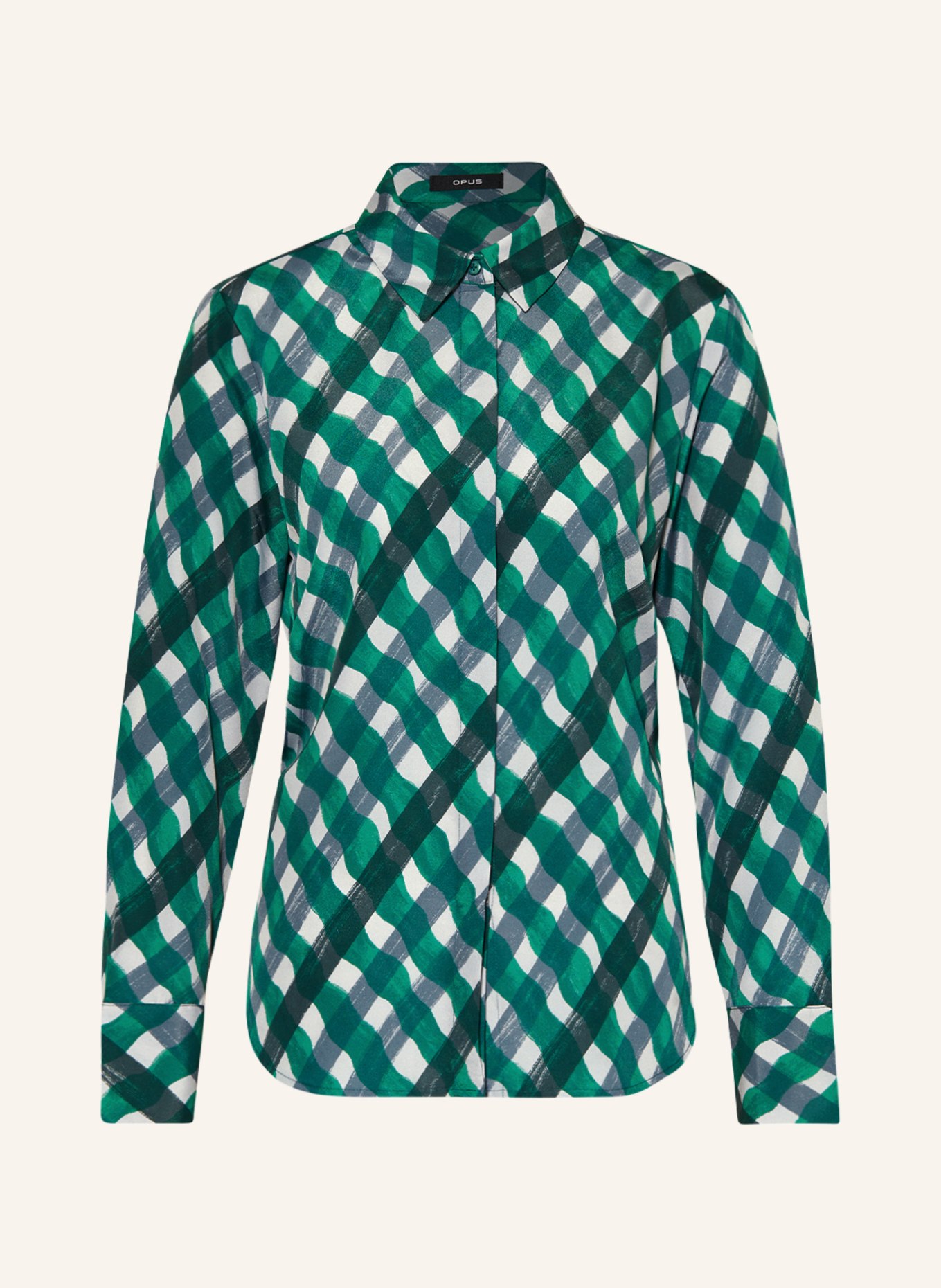 OPUS Shirt blouse FALKINE, Color: GREEN/ GRAY (Image 1)