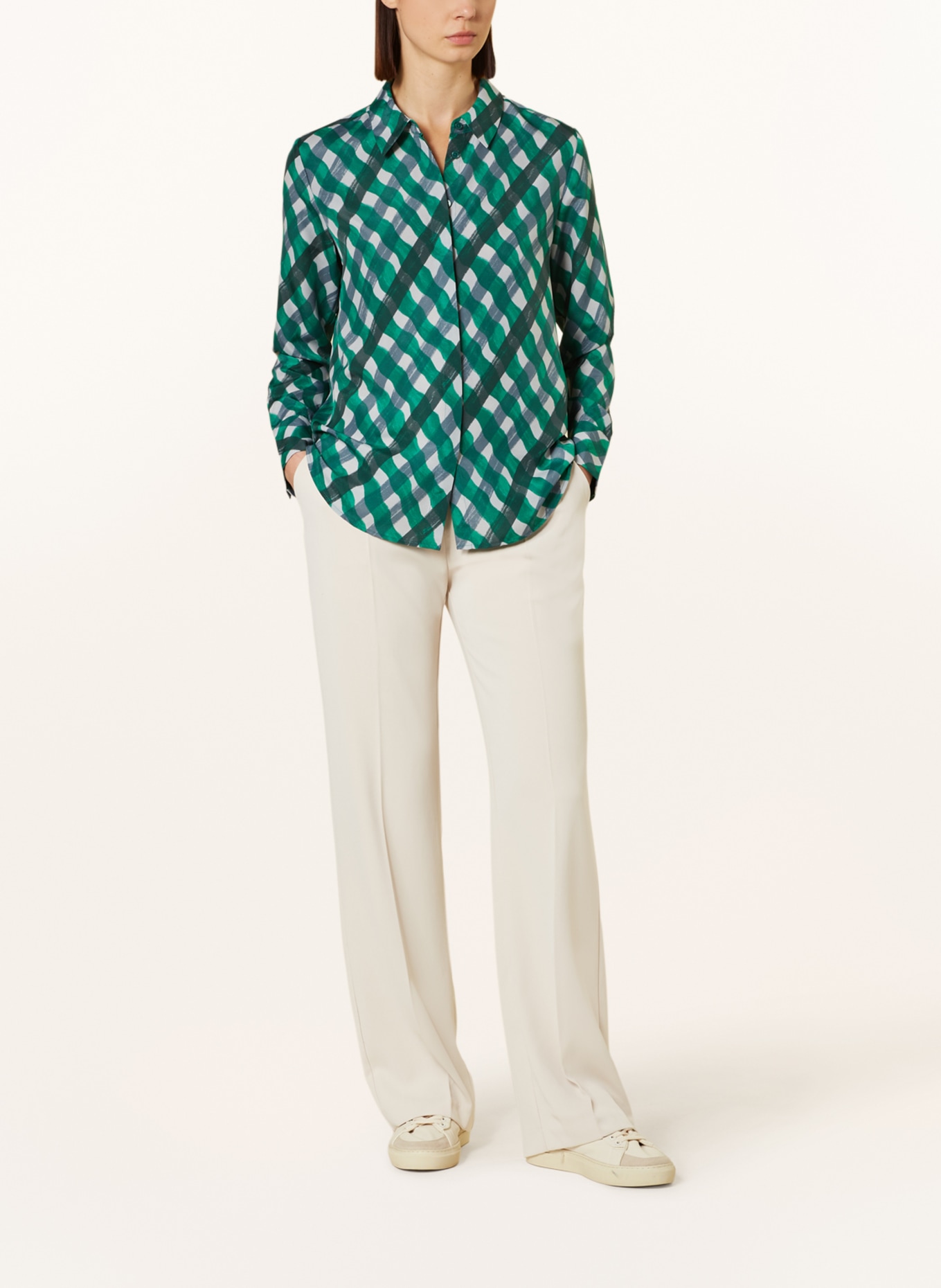 OPUS Shirt blouse FALKINE, Color: GREEN/ GRAY (Image 2)