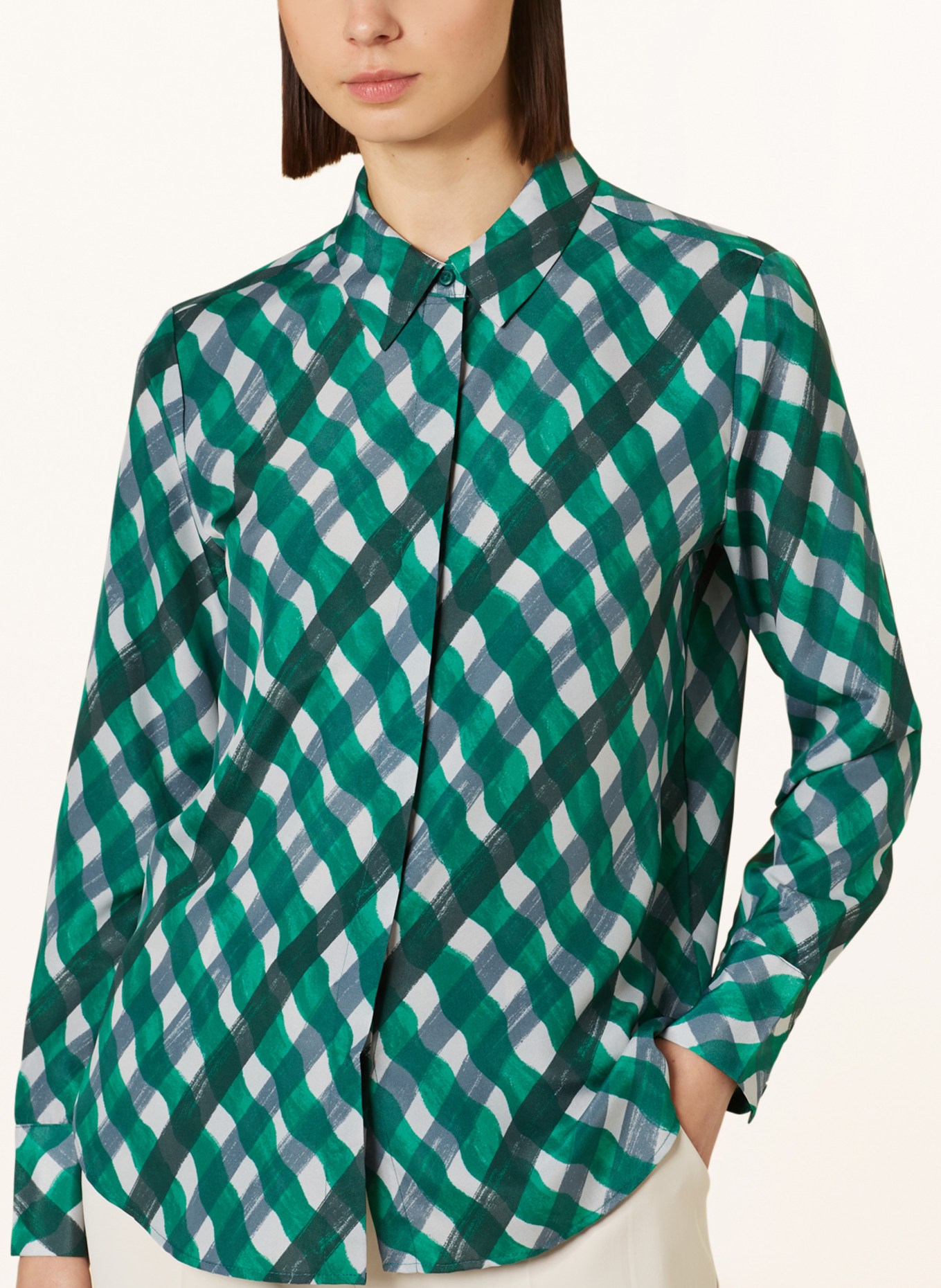 OPUS Shirt blouse FALKINE, Color: GREEN/ GRAY (Image 4)