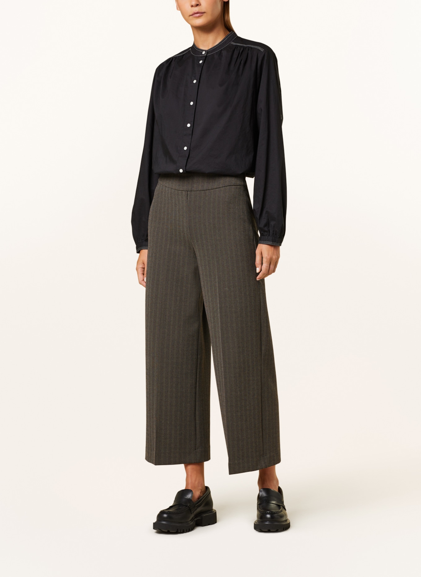 OPUS Jersey culottes MISHA, Color: TAUPE/ DARK BROWN (Image 2)