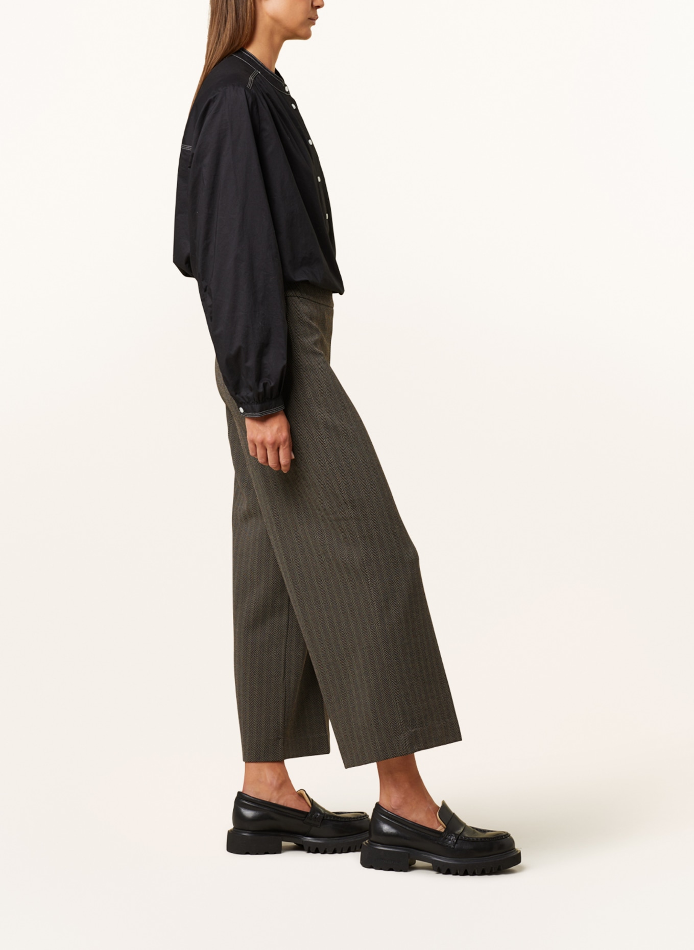 OPUS Jersey culottes MISHA, Color: TAUPE/ DARK BROWN (Image 4)