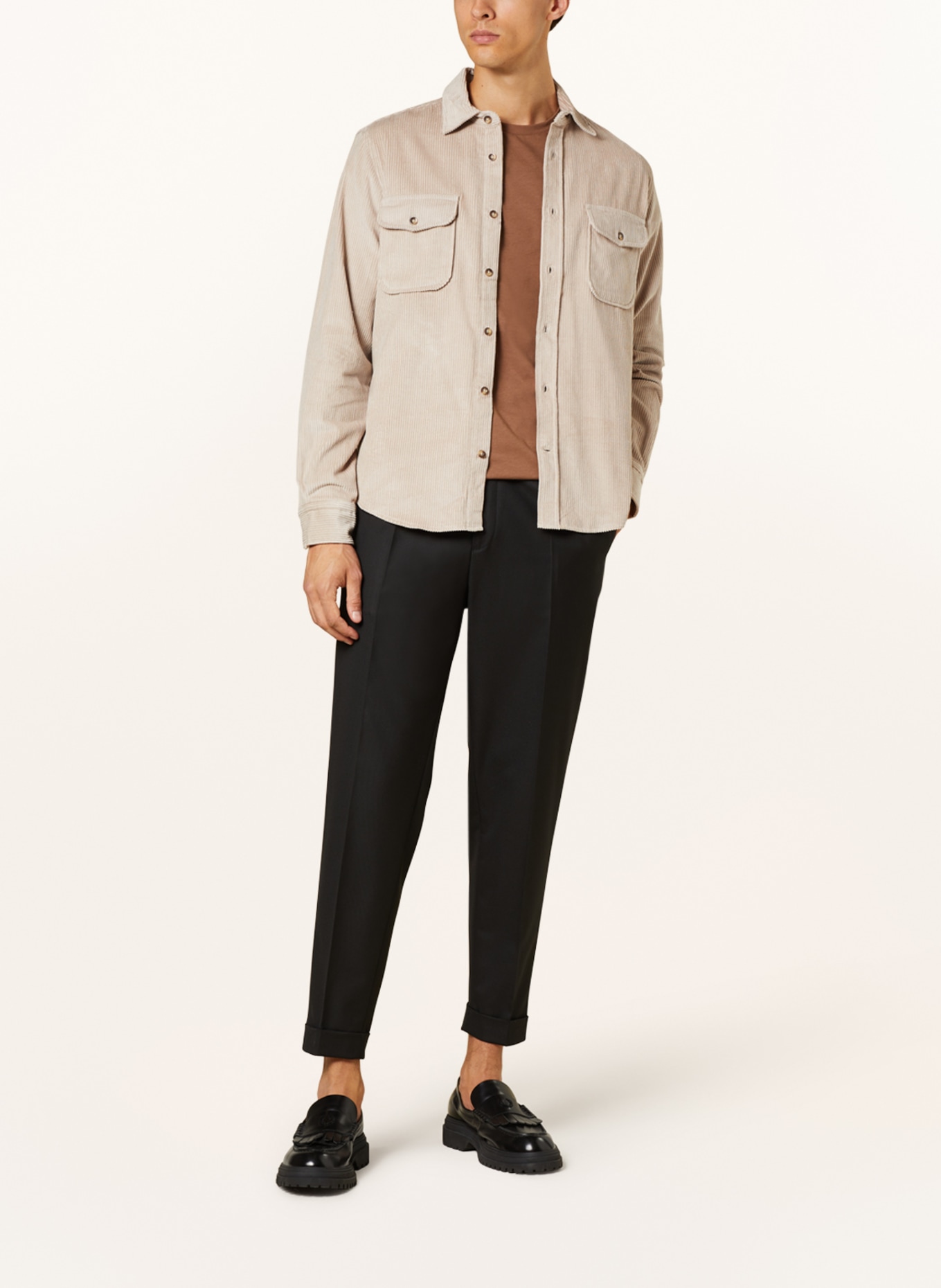 REISS Corduroy shirt BONUCCI extra slim fit in beige