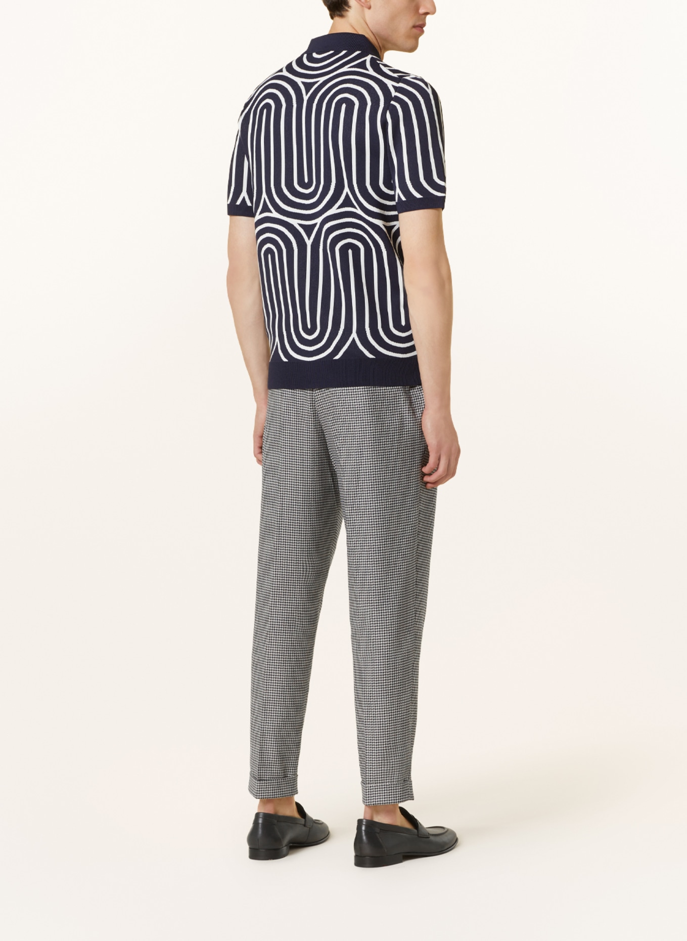 REISS Knitted polo shirt MAYCROSS: DARK BLUE / WHITE