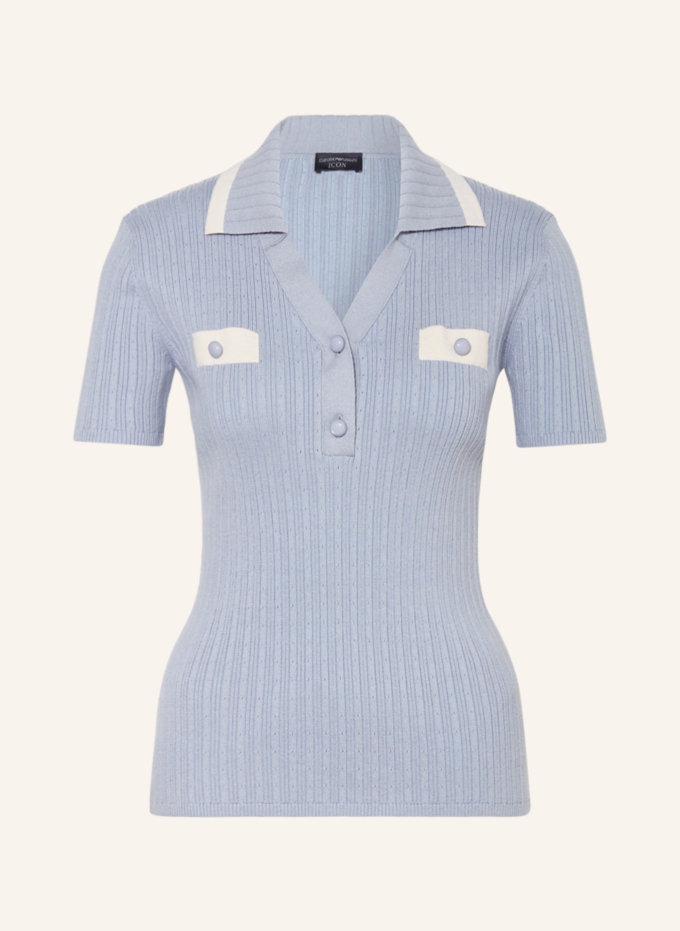EMPORIO ARMANI Knitted polo shirt, Color: LIGHT BLUE (Image 1)