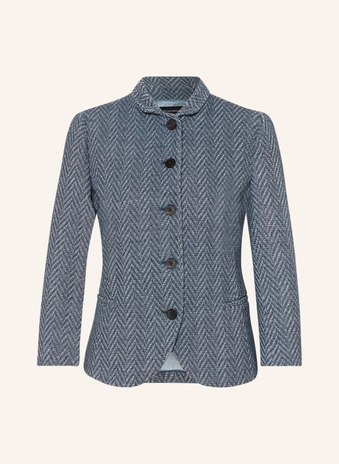 EMPORIO ARMANI Knit blazer with 3/4 sleeves, Color: BLUE (Image 1)