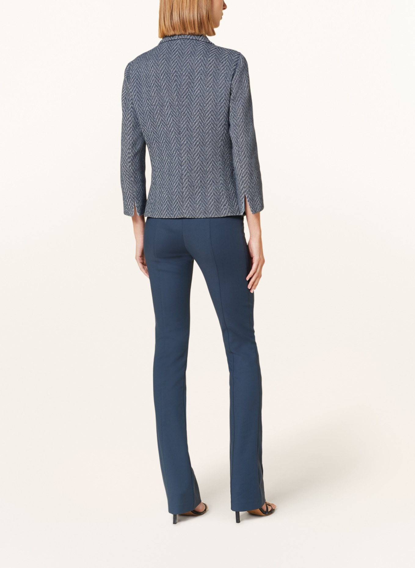 EMPORIO ARMANI Knit blazer with 3/4 sleeves, Color: BLUE (Image 3)