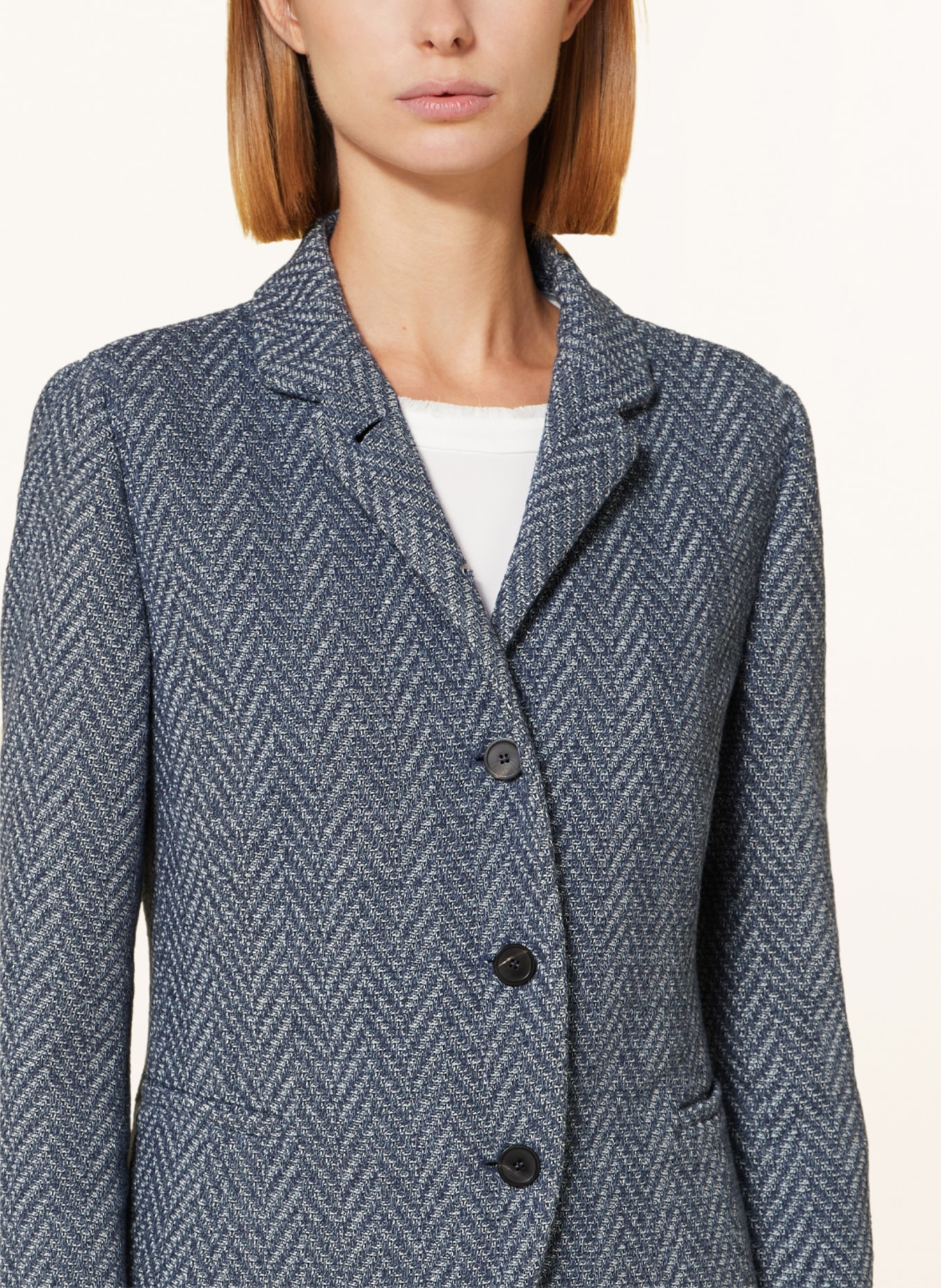 EMPORIO ARMANI Knit blazer with 3/4 sleeves, Color: BLUE (Image 4)