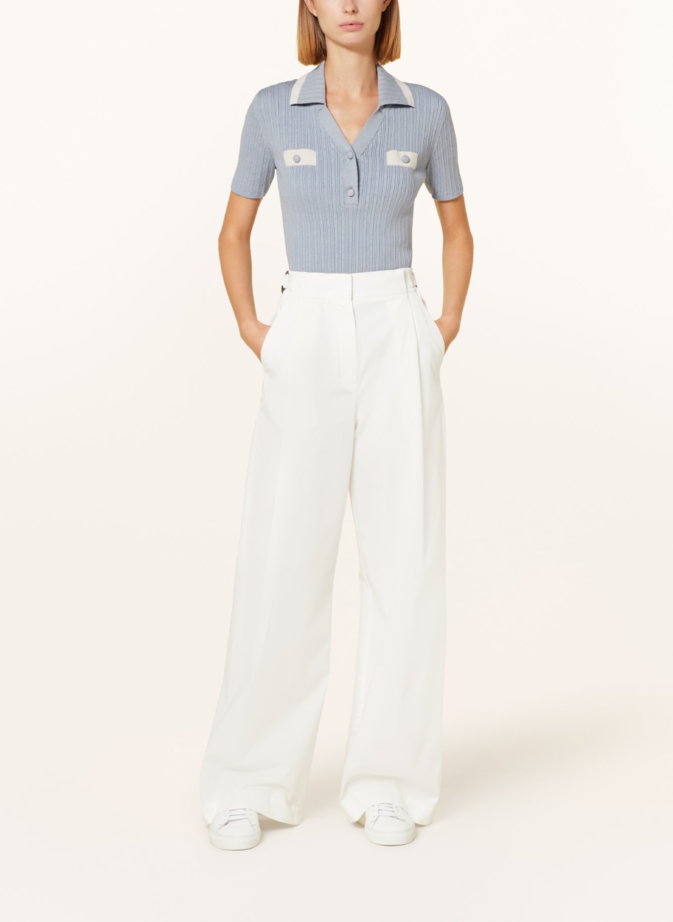 EMPORIO ARMANI Wide leg trousers, Color: WHITE (Image 2)