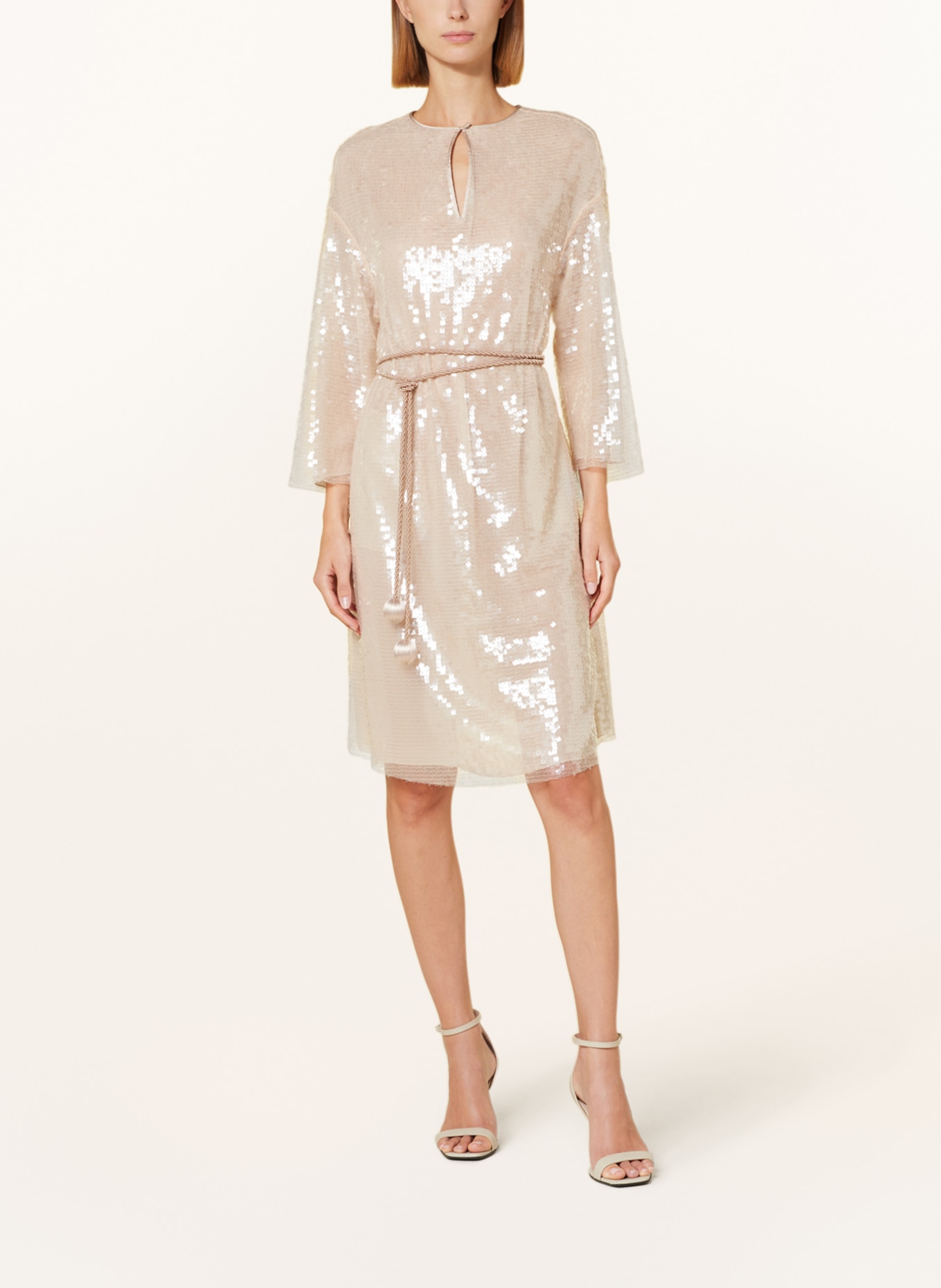 EMPORIO ARMANI Cocktail dress with 3/4 sleeves and sequins, Color: CREAM (Image 2)