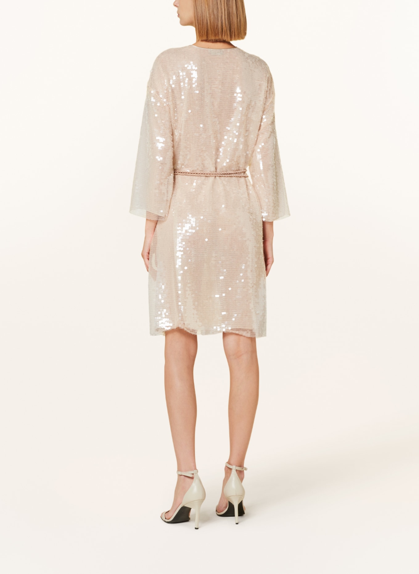 EMPORIO ARMANI Cocktail dress with 3/4 sleeves and sequins, Color: CREAM (Image 3)