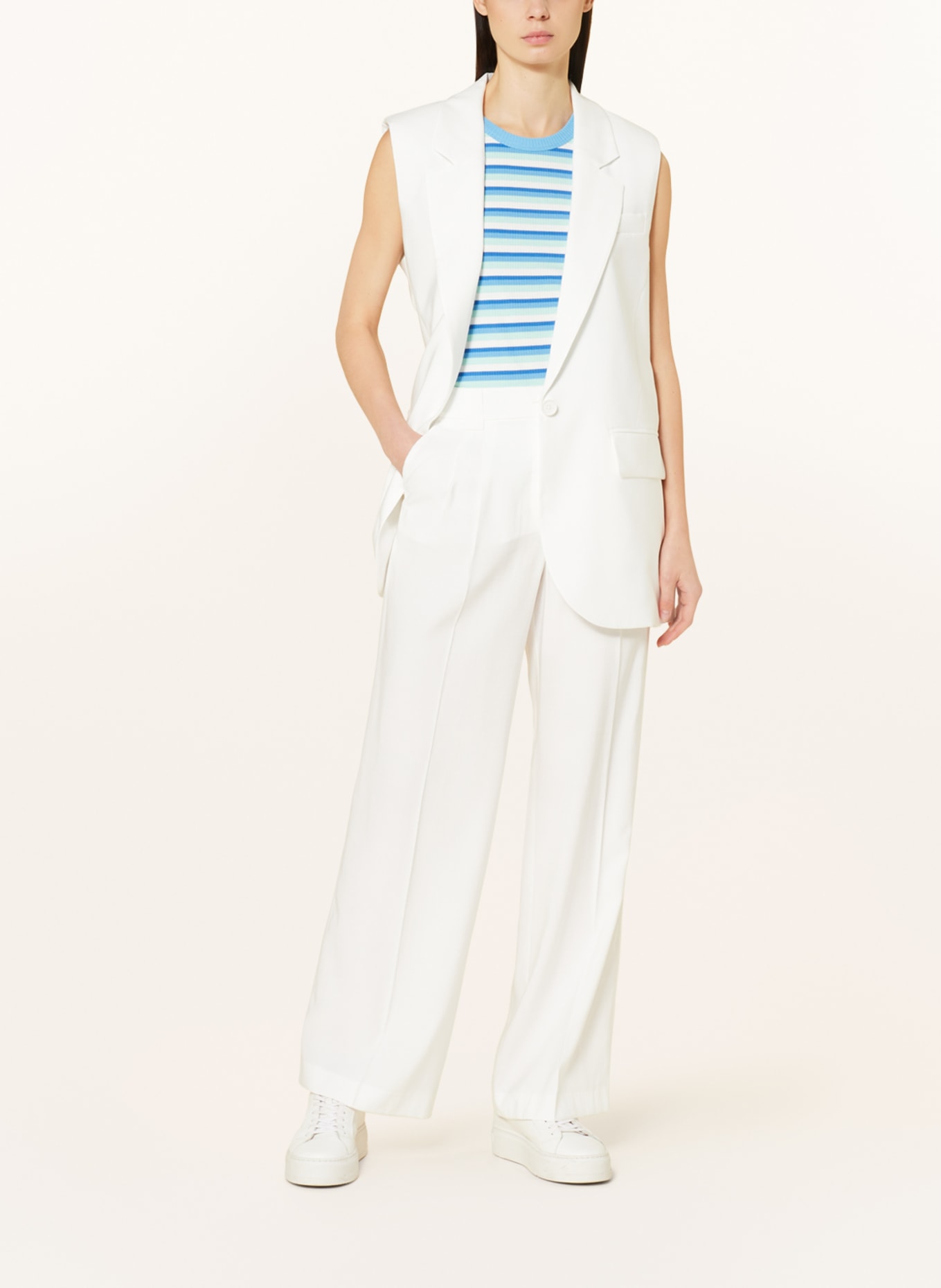 MARC AUREL pantalon marinière: ÉCRU