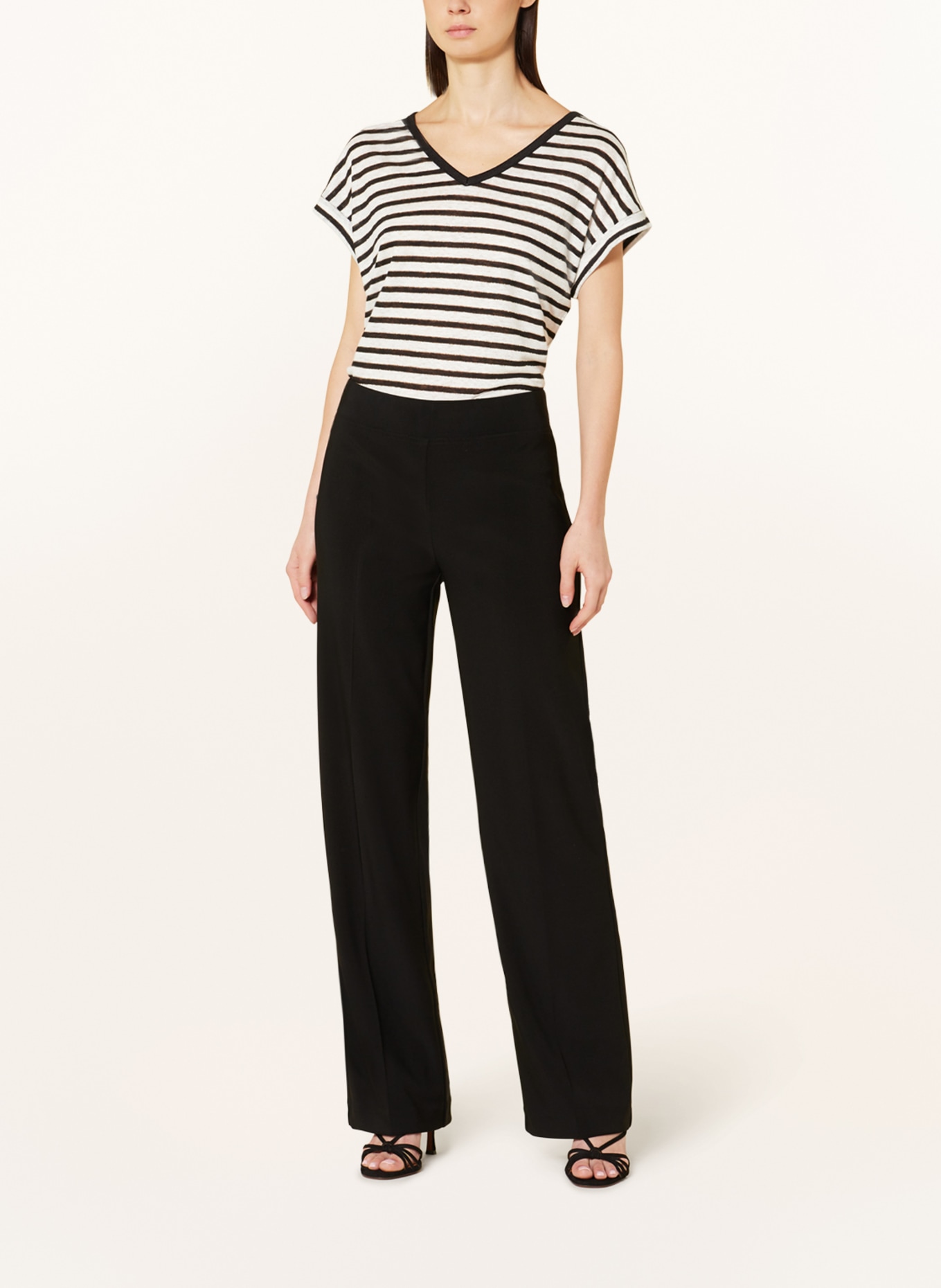 MARC AUREL Knit shirt in linen with glitter thread, Color: WHITE/ BLACK (Image 2)