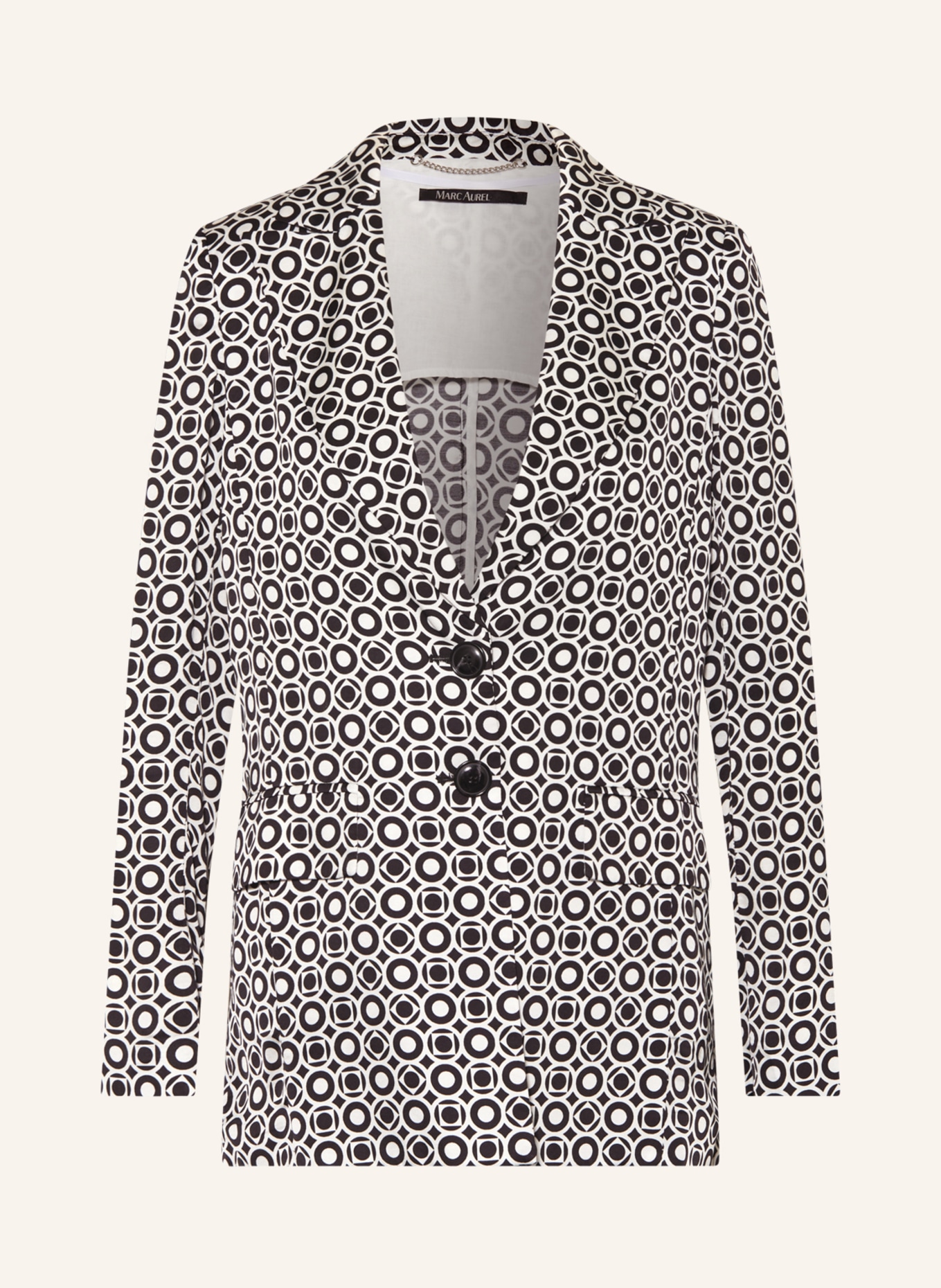 MARC AUREL Satin blazer, Color: BLACK/ WHITE (Image 1)