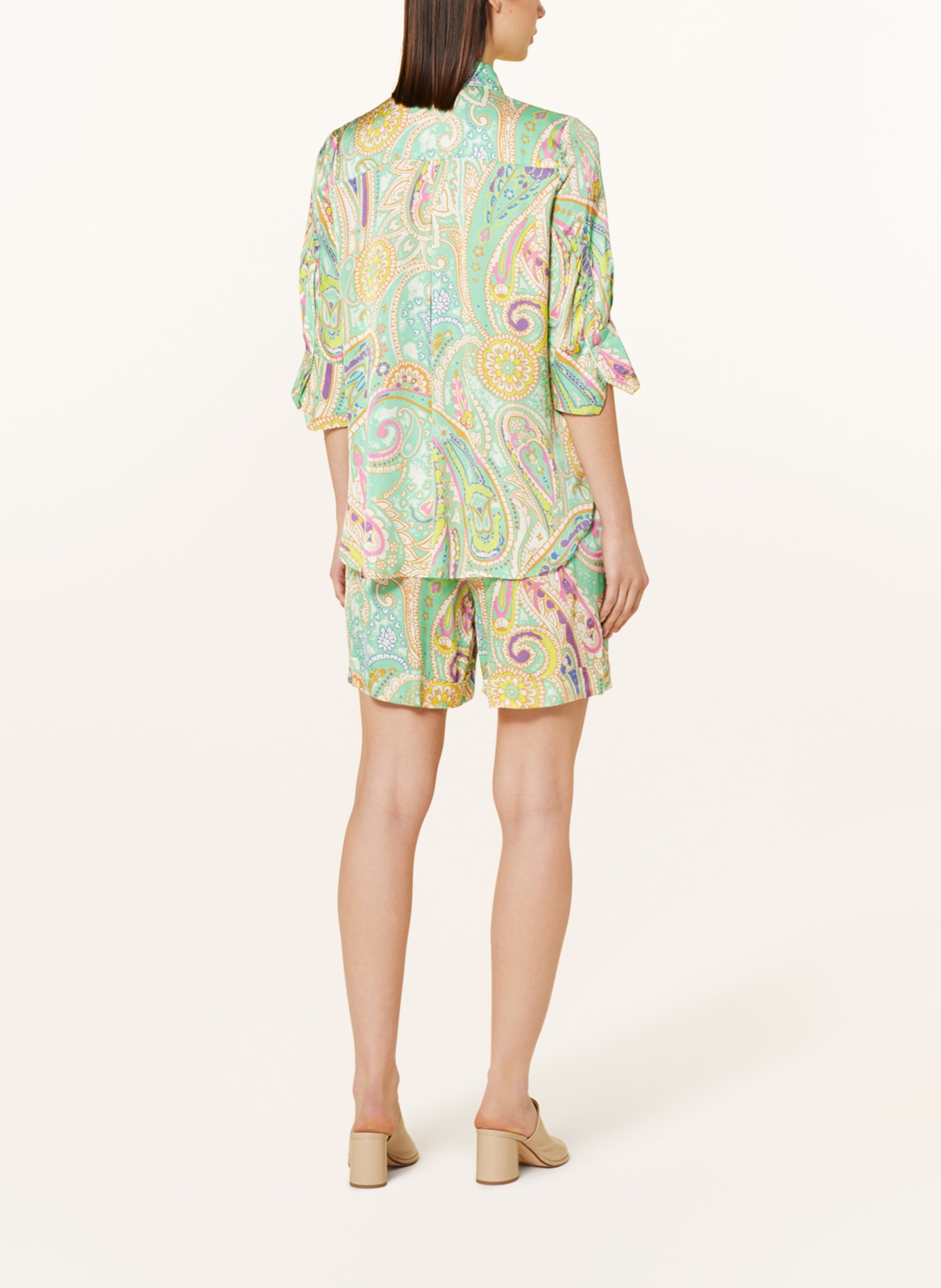 MARC AUREL Shirt blouse with 3/4 sleeves, Color: GREEN/ YELLOW/ PINK (Image 3)
