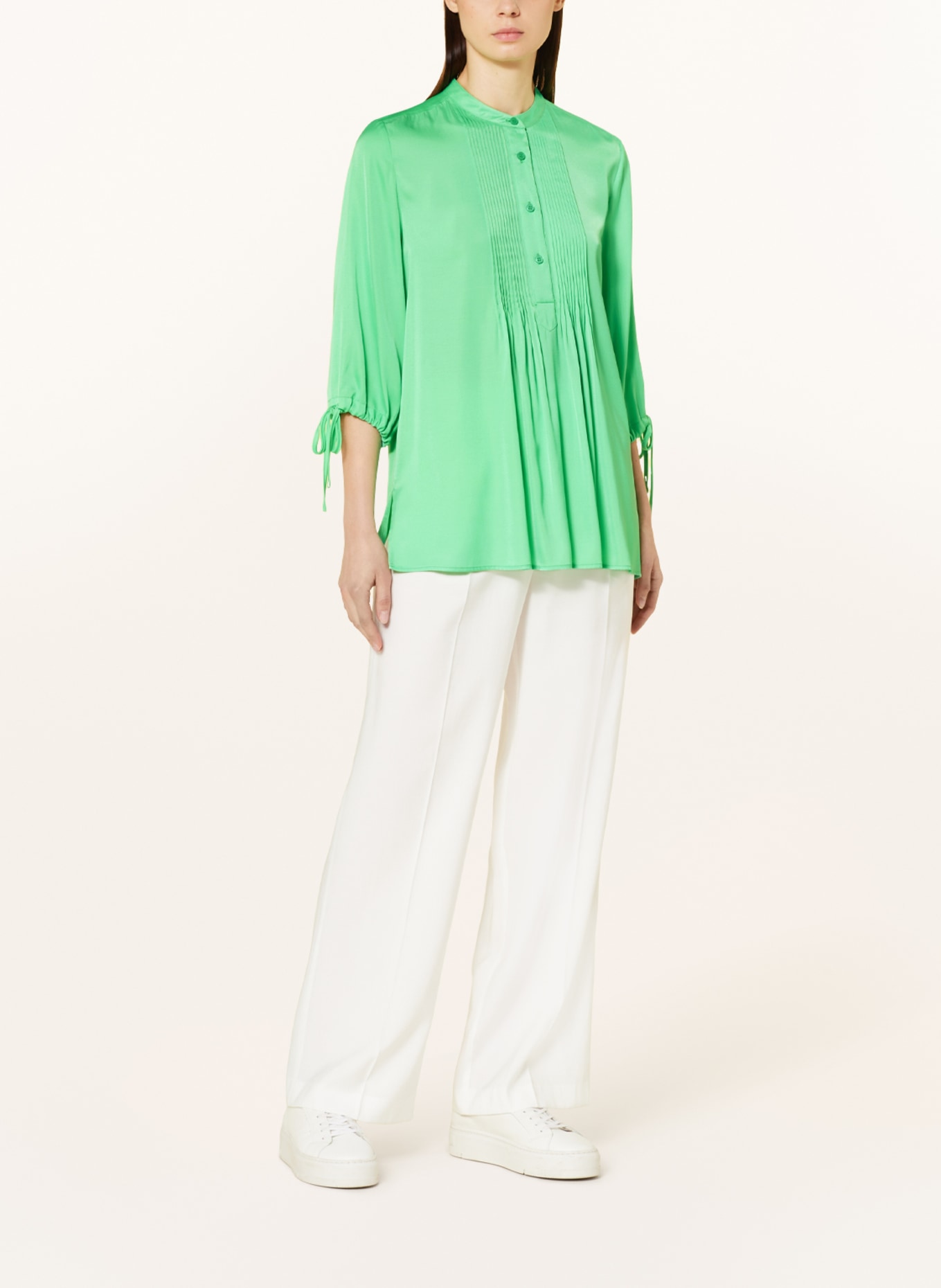 MARC AUREL Shirt blouse made of satin with 3/4 sleeves, Color: GREEN (Image 2)