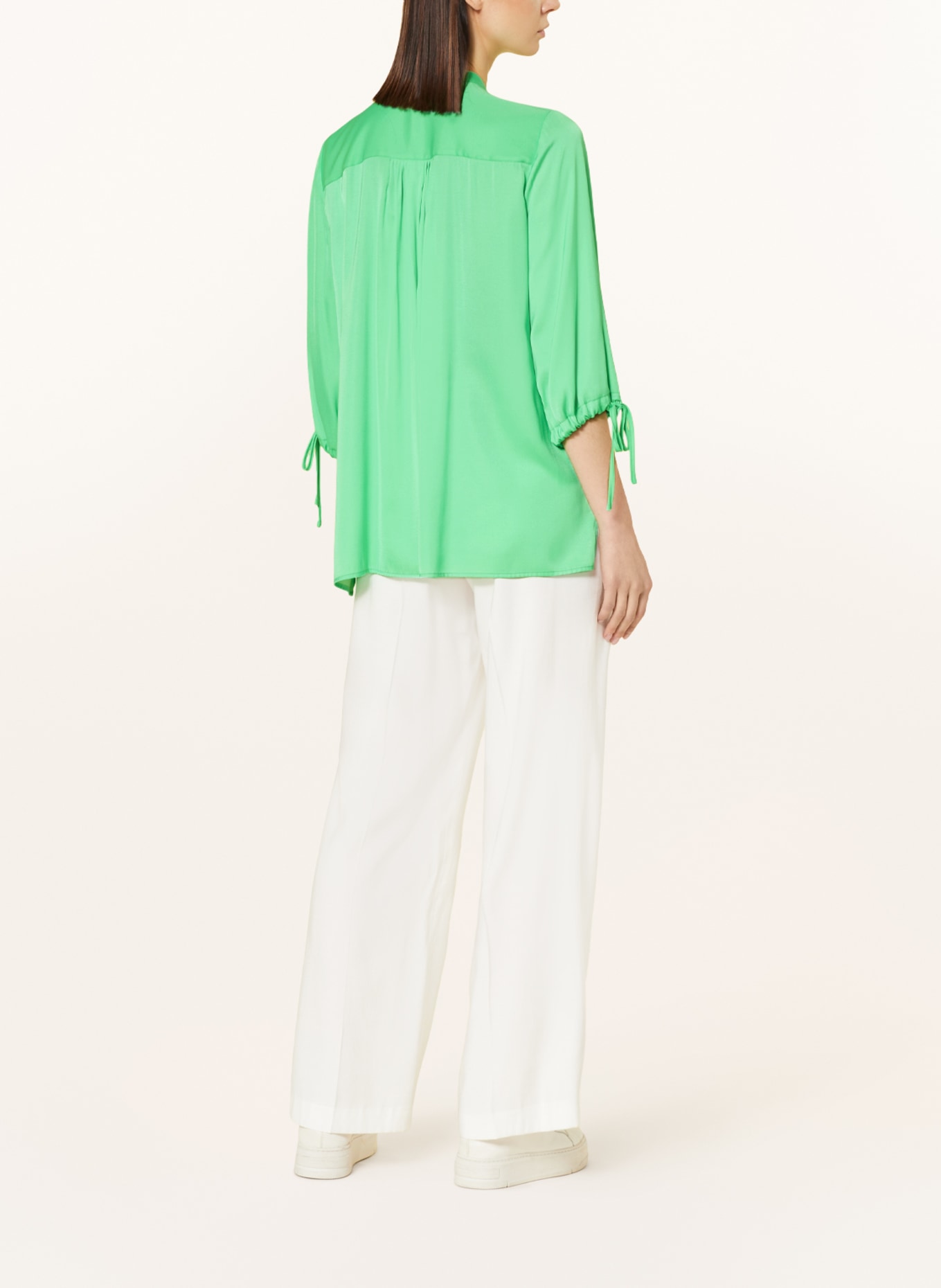 MARC AUREL Shirt blouse made of satin with 3/4 sleeves, Color: GREEN (Image 3)