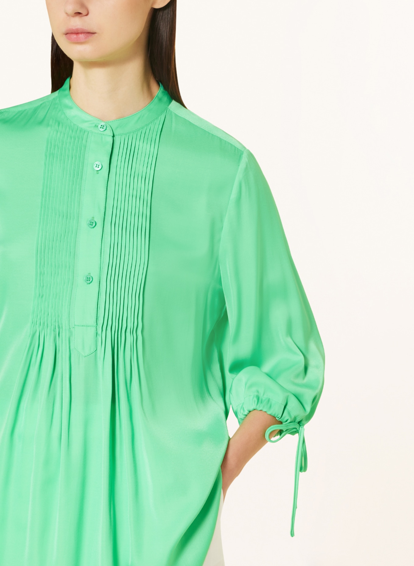 MARC AUREL Shirt blouse made of satin with 3/4 sleeves, Color: GREEN (Image 4)