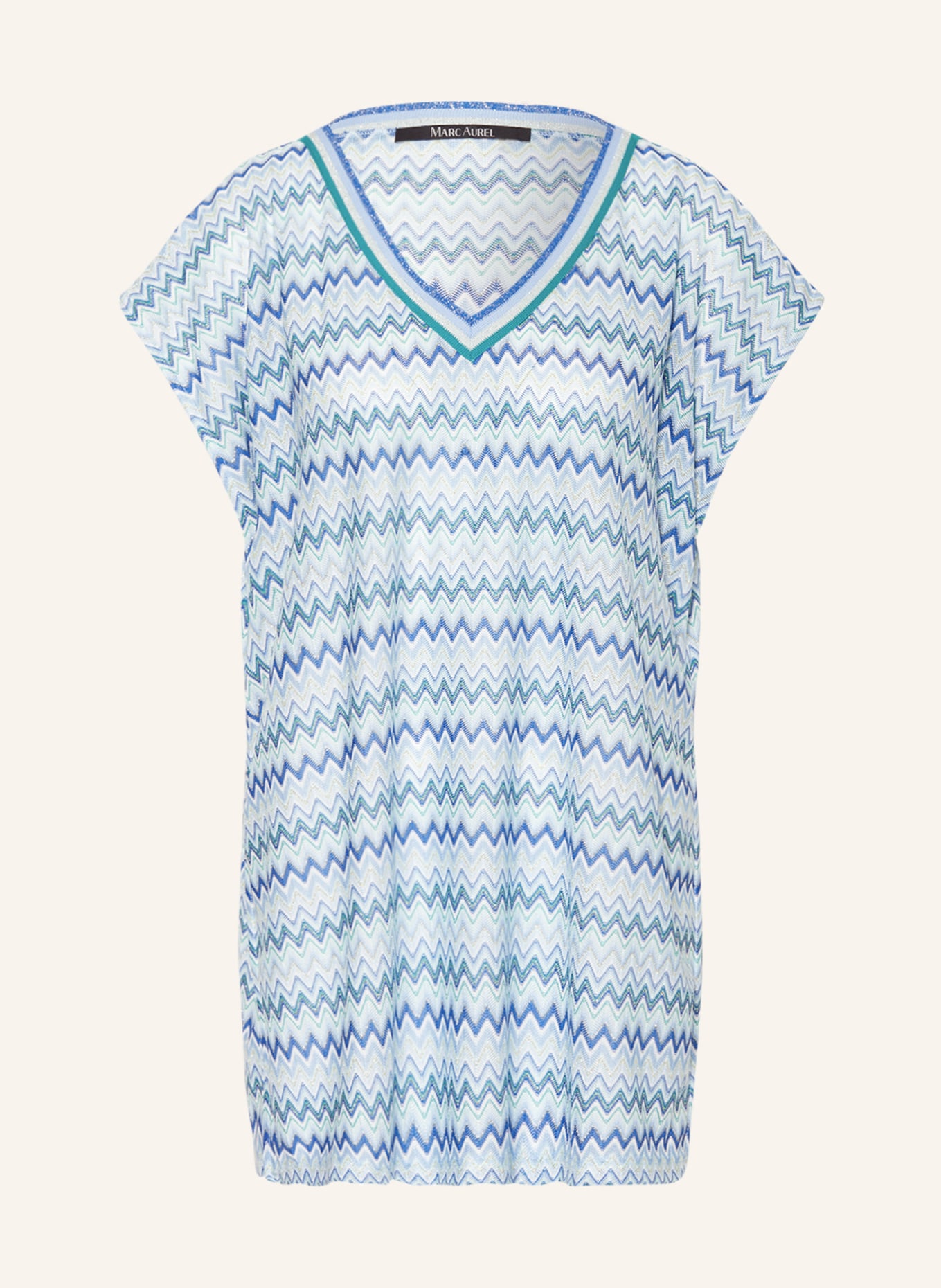 MARC AUREL Shirt blouse with glitter thread, Color: LIGHT BLUE/ BLUE/ GREEN (Image 1)