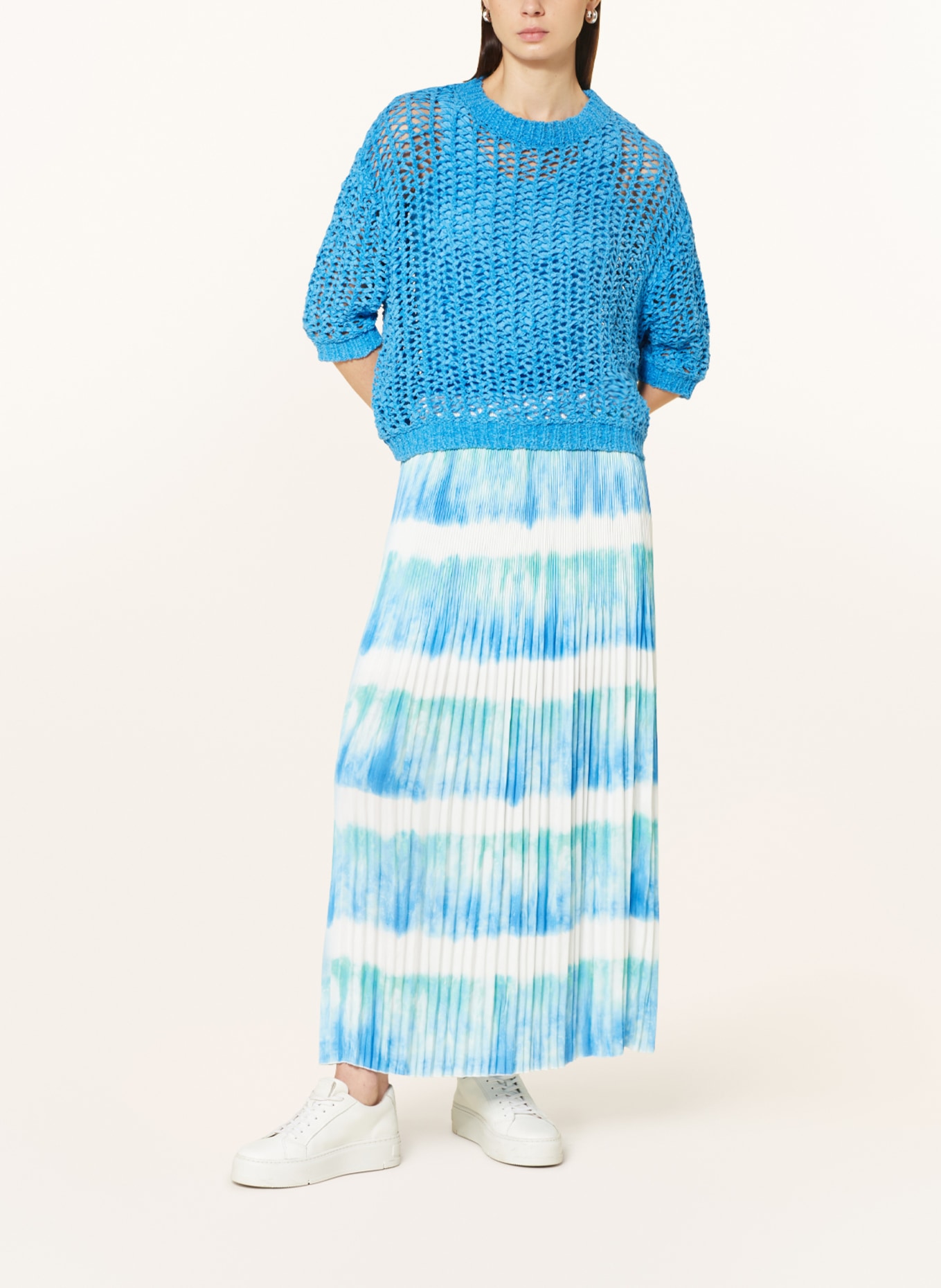 MARC AUREL Pleated skirt, Color: WHITE/ BLUE/ GREEN (Image 2)