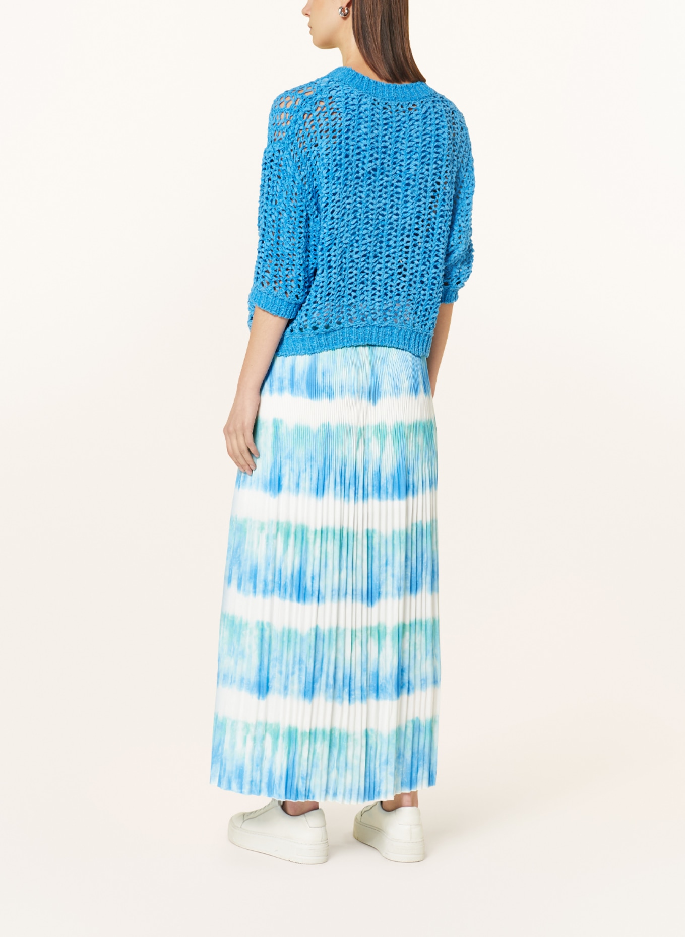 MARC AUREL Pleated skirt, Color: WHITE/ BLUE/ GREEN (Image 3)