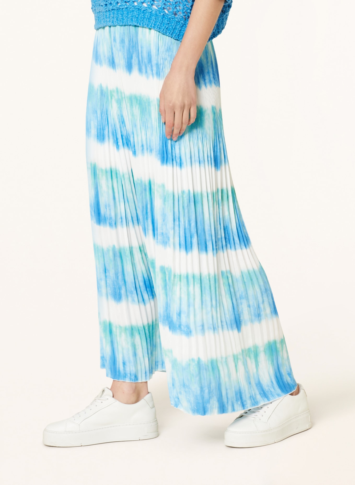 MARC AUREL Pleated skirt, Color: WHITE/ BLUE/ GREEN (Image 4)