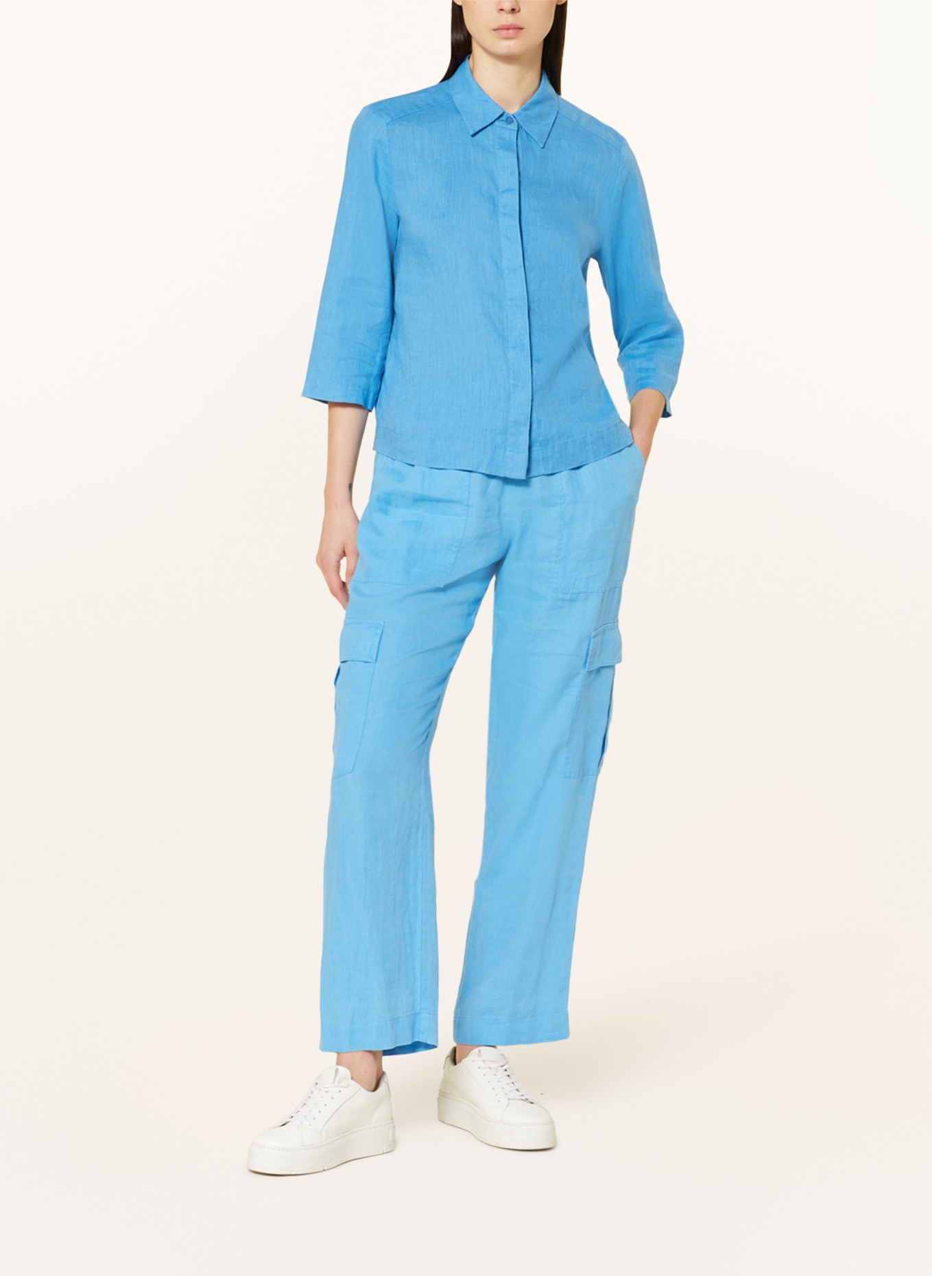 MARC AUREL Shirt blouse made of linen with 3/4 sleeves, Color: BLUE (Image 2)