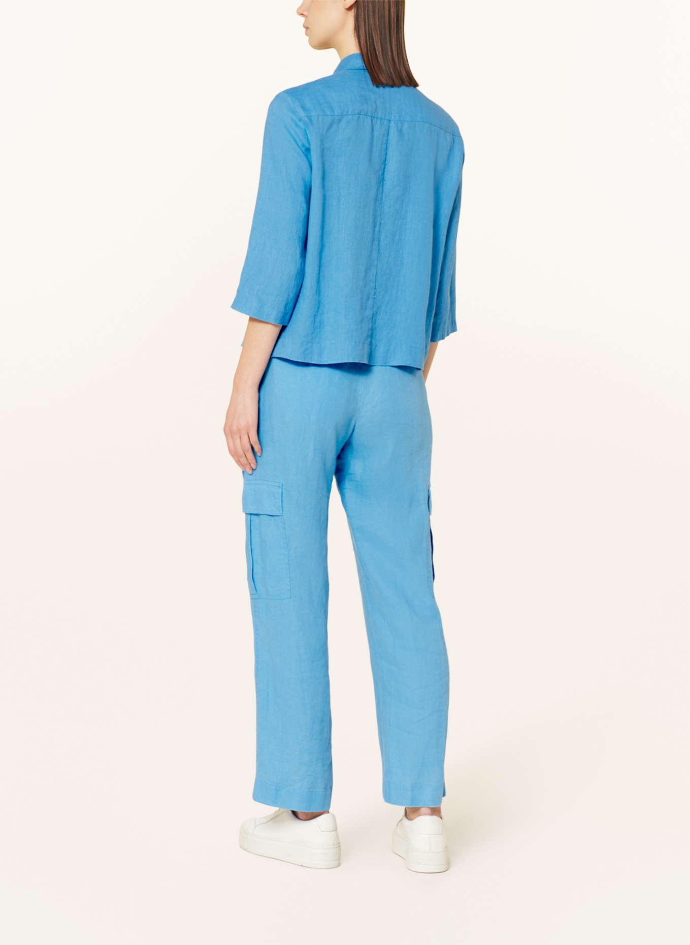 MARC AUREL Shirt blouse made of linen with 3/4 sleeves, Color: BLUE (Image 3)