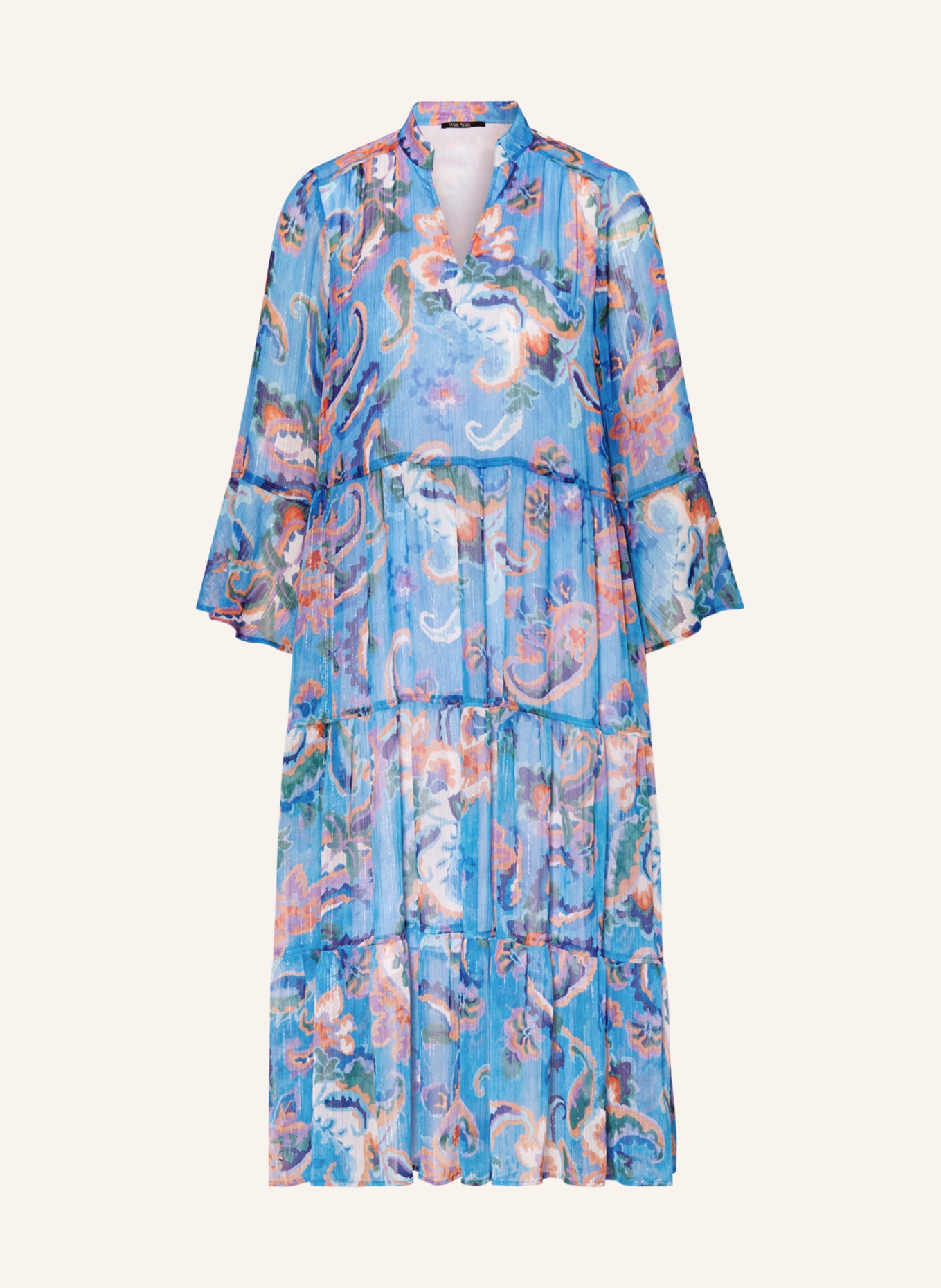 MARC AUREL Kleid mit 3/4-Arm und Glitzergarn, Farbe: BLAU/ HELLROT/ WEISS (Bild 1)