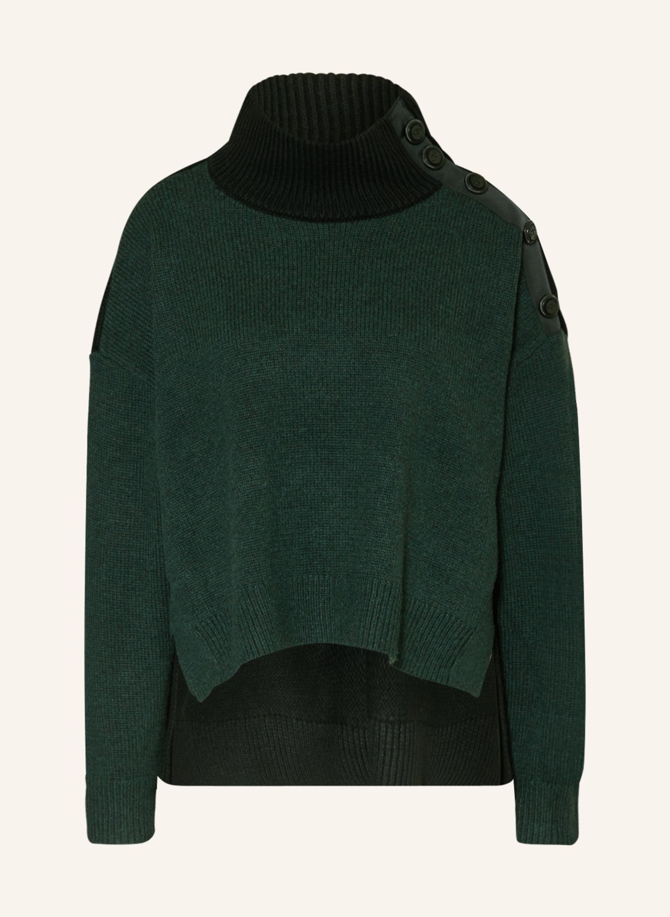 CLAUDIE PIERLOT Oversized-Pullover, Farbe: DUNKELGRÜN/ SCHWARZ (Bild 1)