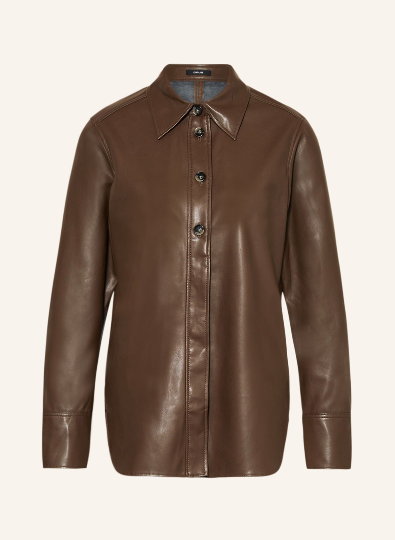 OPUS Shirt blouse FABOLI in leather look, Color: BROWN (Image 1)