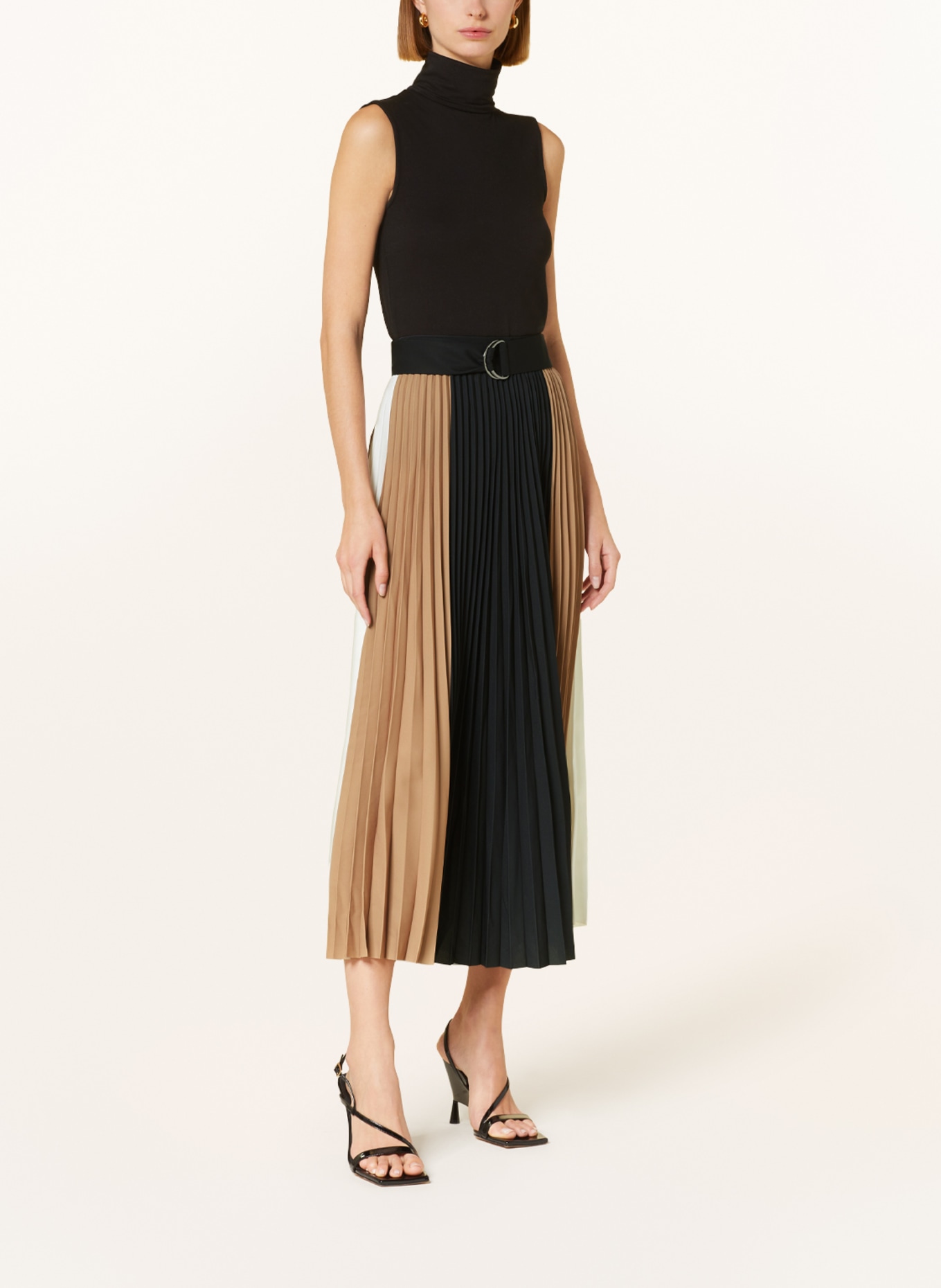 REISS Pleated skirt AVA, Color: BLACK/ CAMEL/ WHITE (Image 2)