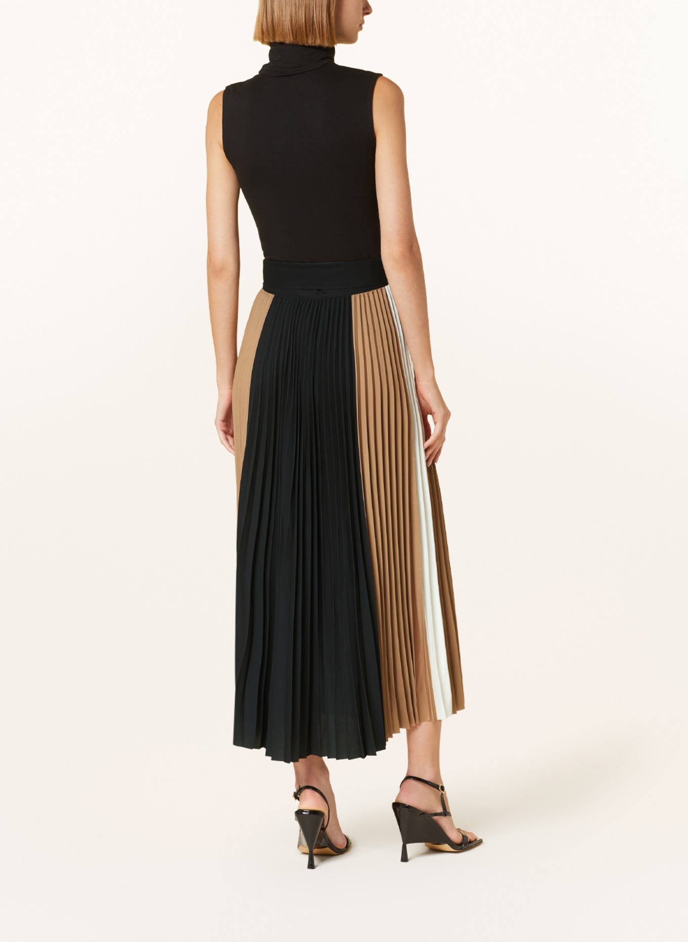 REISS Pleated skirt AVA, Color: BLACK/ CAMEL/ WHITE (Image 3)