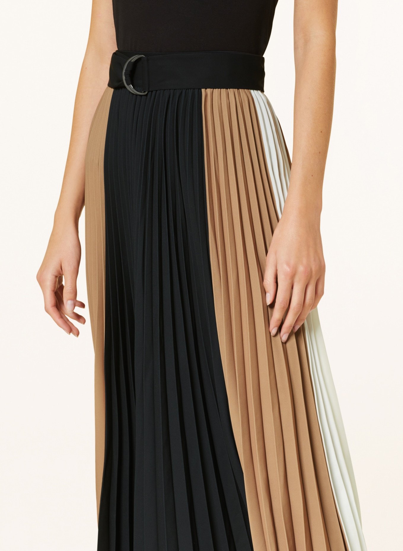 REISS Pleated skirt AVA, Color: BLACK/ CAMEL/ WHITE (Image 4)
