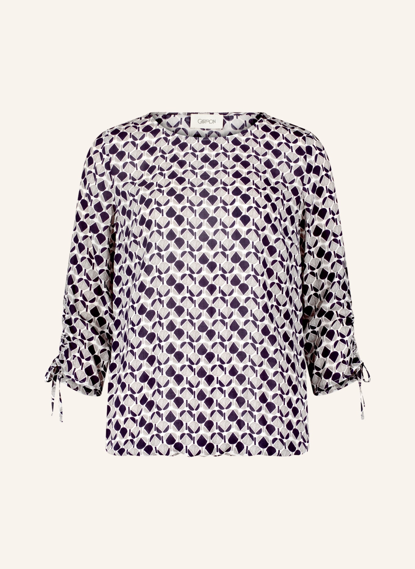CARTOON Shirt blouse with 3/4 sleeves, Color: WHITE/ DARK PURPLE/ GRAY (Image 1)