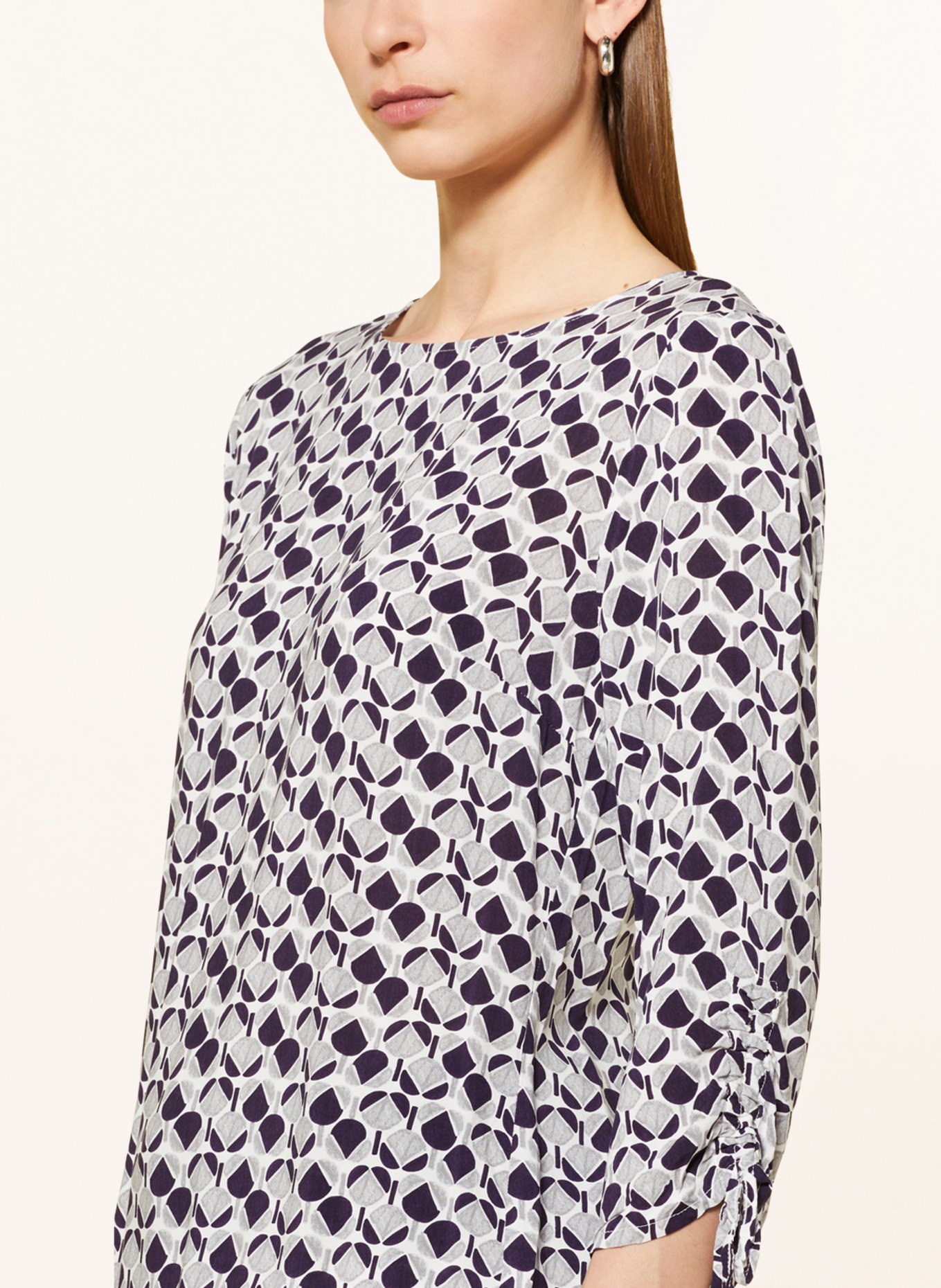 CARTOON Shirt blouse with 3/4 sleeves, Color: WHITE/ DARK PURPLE/ GRAY (Image 4)