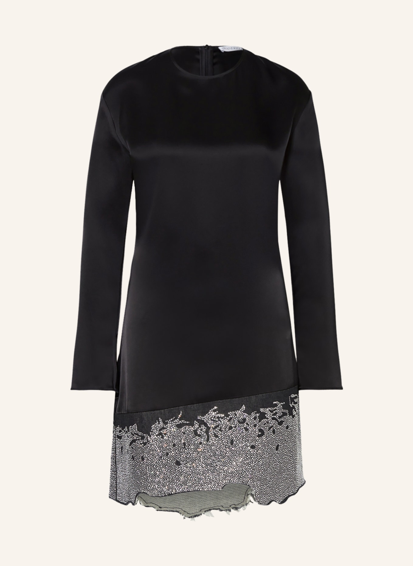 JW ANDERSON Satin dress in mixed materials with decorative gems, Color: BLACK/ SILVER (Image 1)