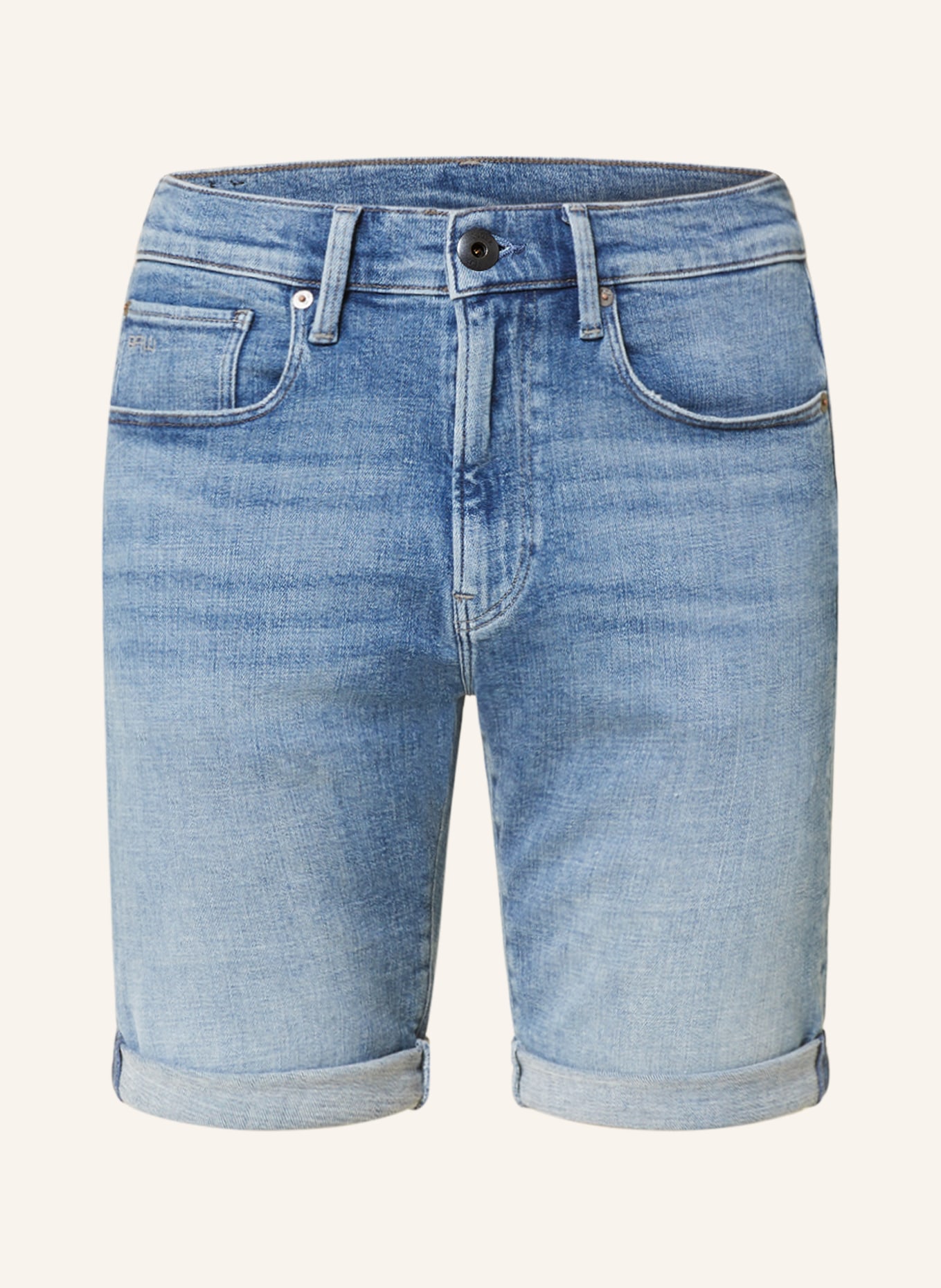 G-Star RAW Denim shorts 3301 SLIM SHORTS, Color: G347 sun faded blue donau (Image 1)