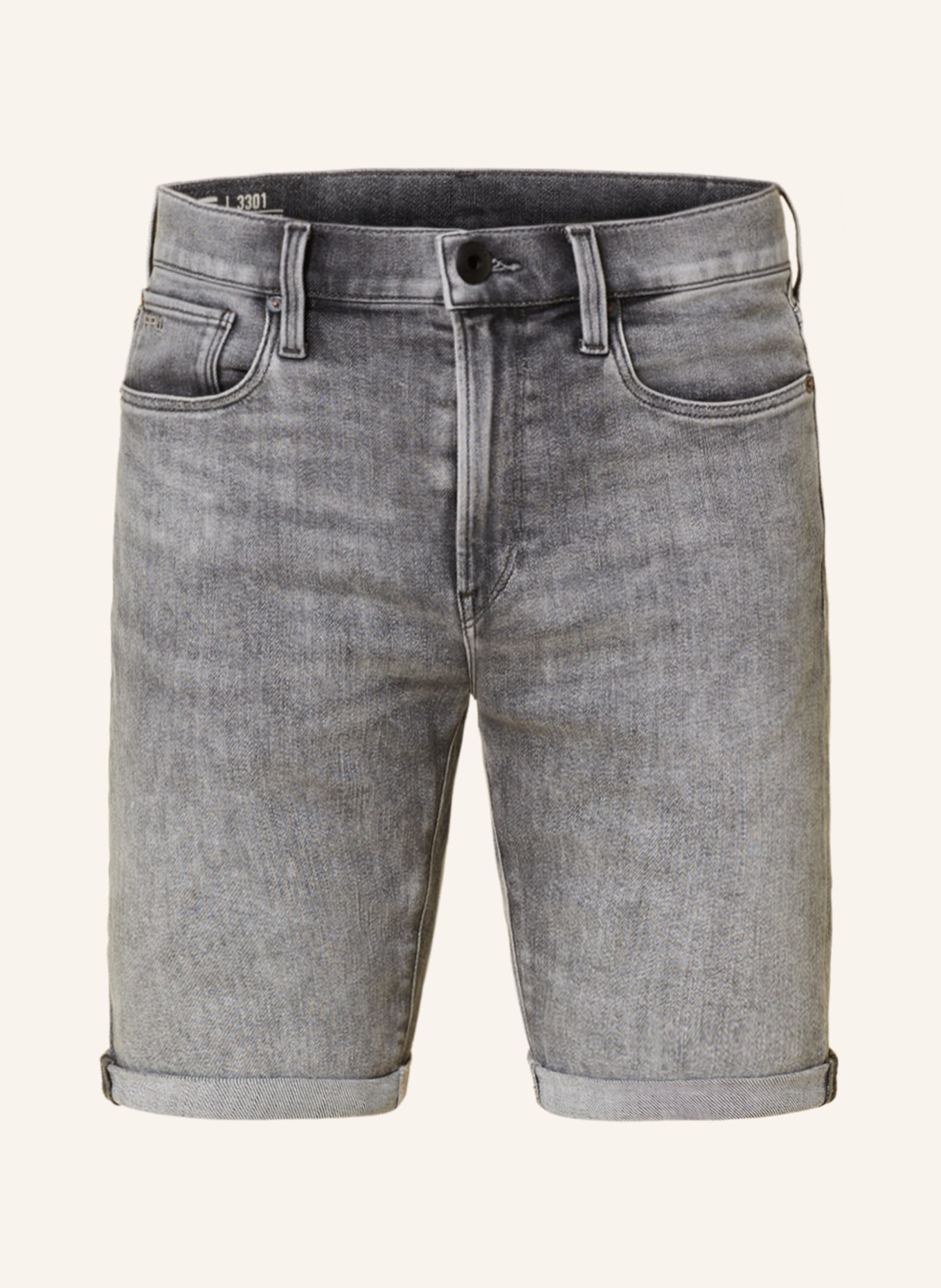 G-Star RAW Szorty jeansowe 3301 SLIM SHORTS, Kolor: G324 faded grey neblina (Obrazek 1)