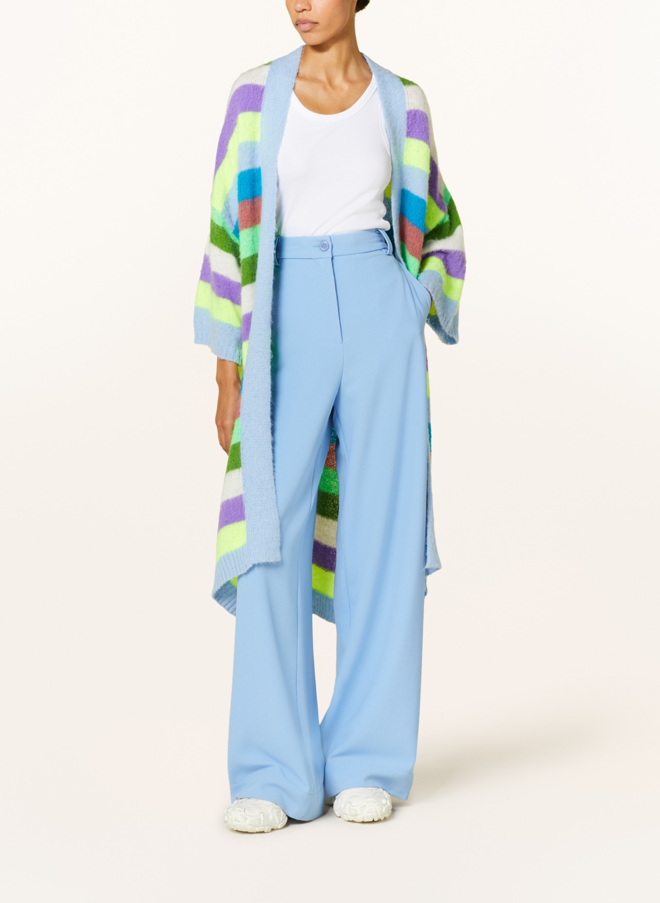 ESSENTIEL ANTWERP Knit cardigan FINWOOD, Color: LIGHT BLUE/ NEON YELLOW/ OLIVE (Image 2)
