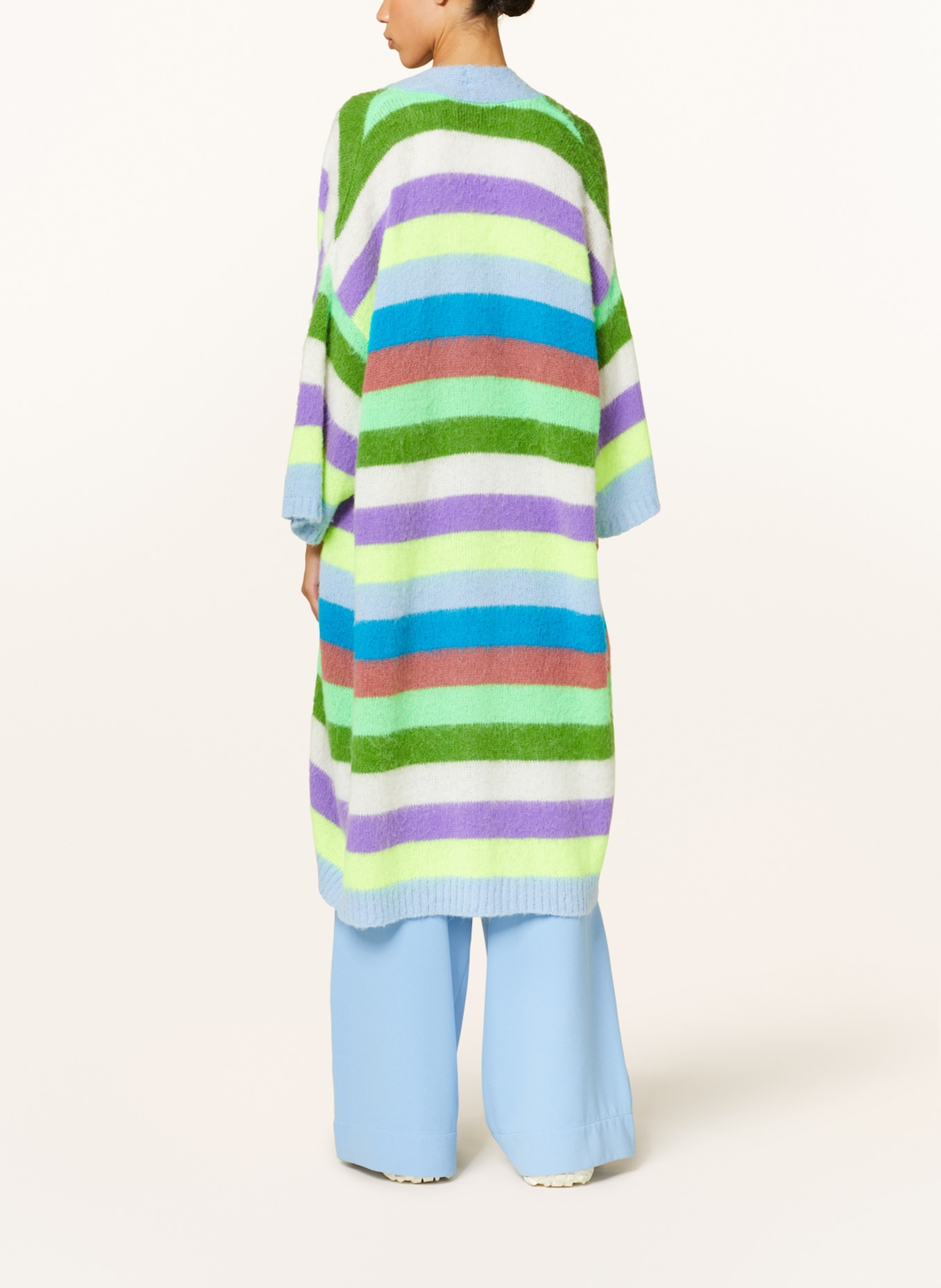 ESSENTIEL ANTWERP Knit cardigan FINWOOD, Color: LIGHT BLUE/ NEON YELLOW/ OLIVE (Image 3)