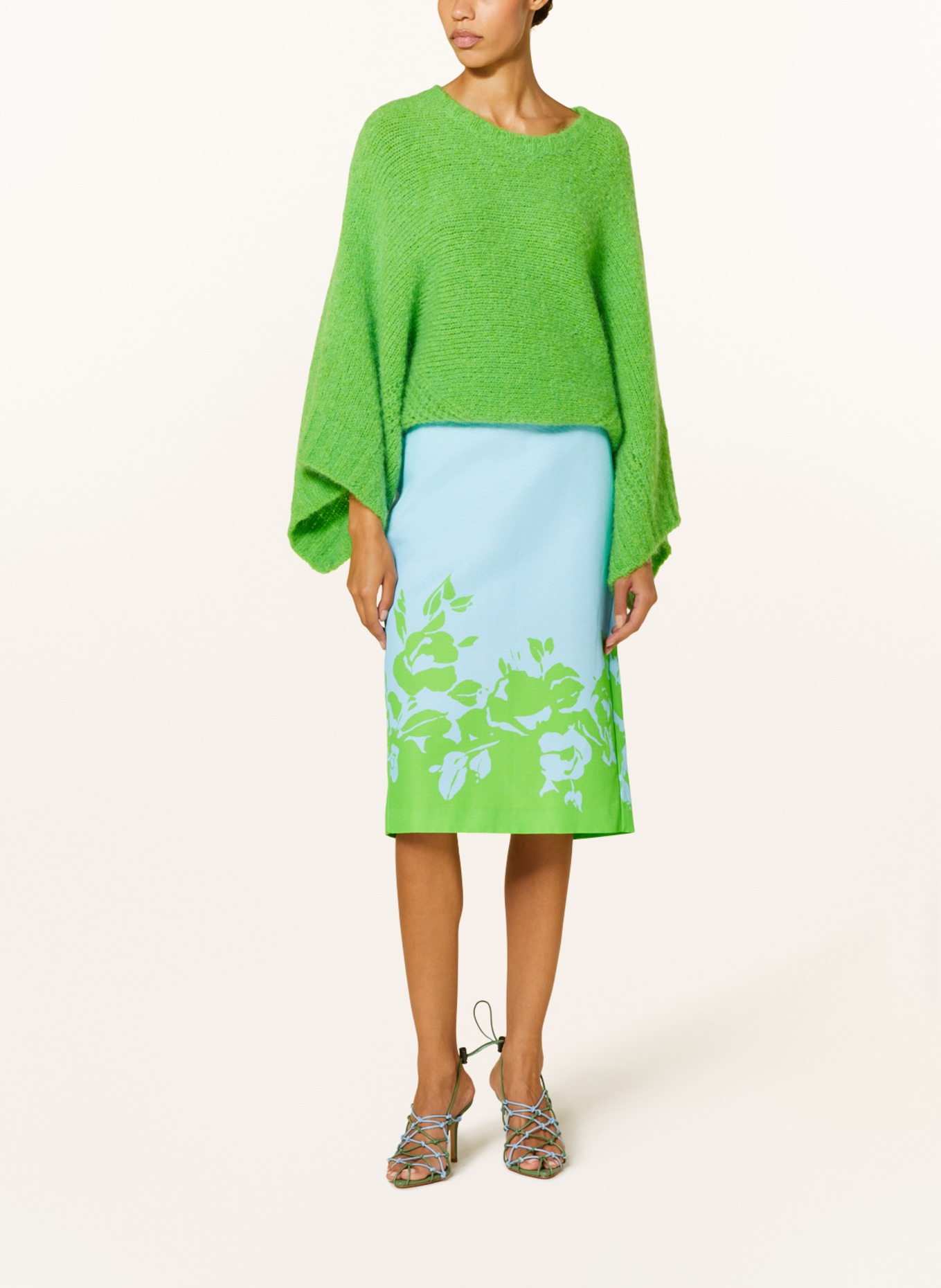 ESSENTIEL ANTWERP Skirt FAIRYDUST, Color: LIGHT BLUE/ NEON GREEN (Image 2)