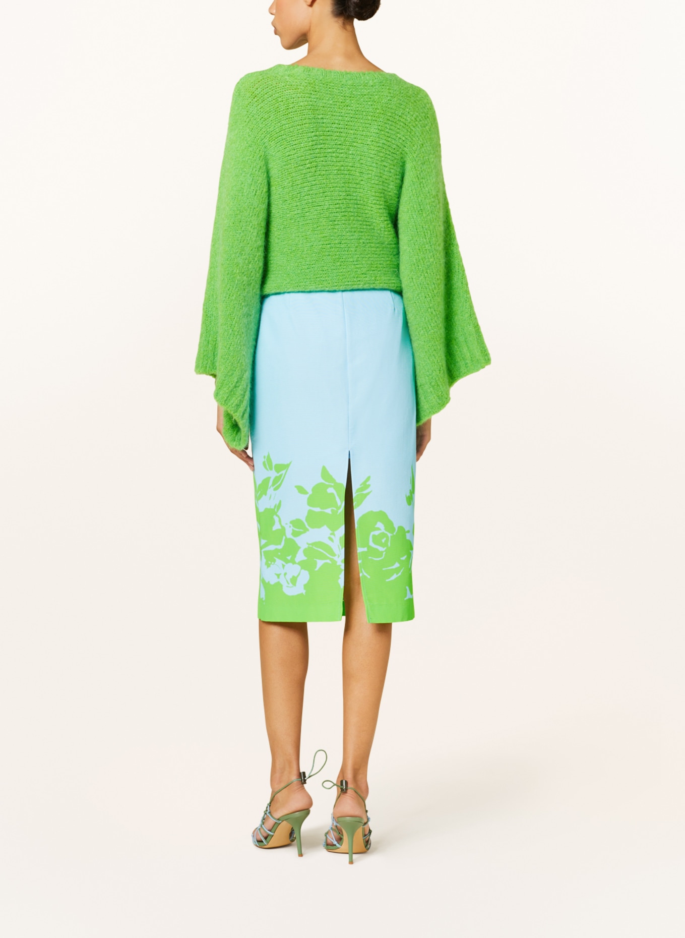ESSENTIEL ANTWERP Skirt FAIRYDUST, Color: LIGHT BLUE/ NEON GREEN (Image 3)
