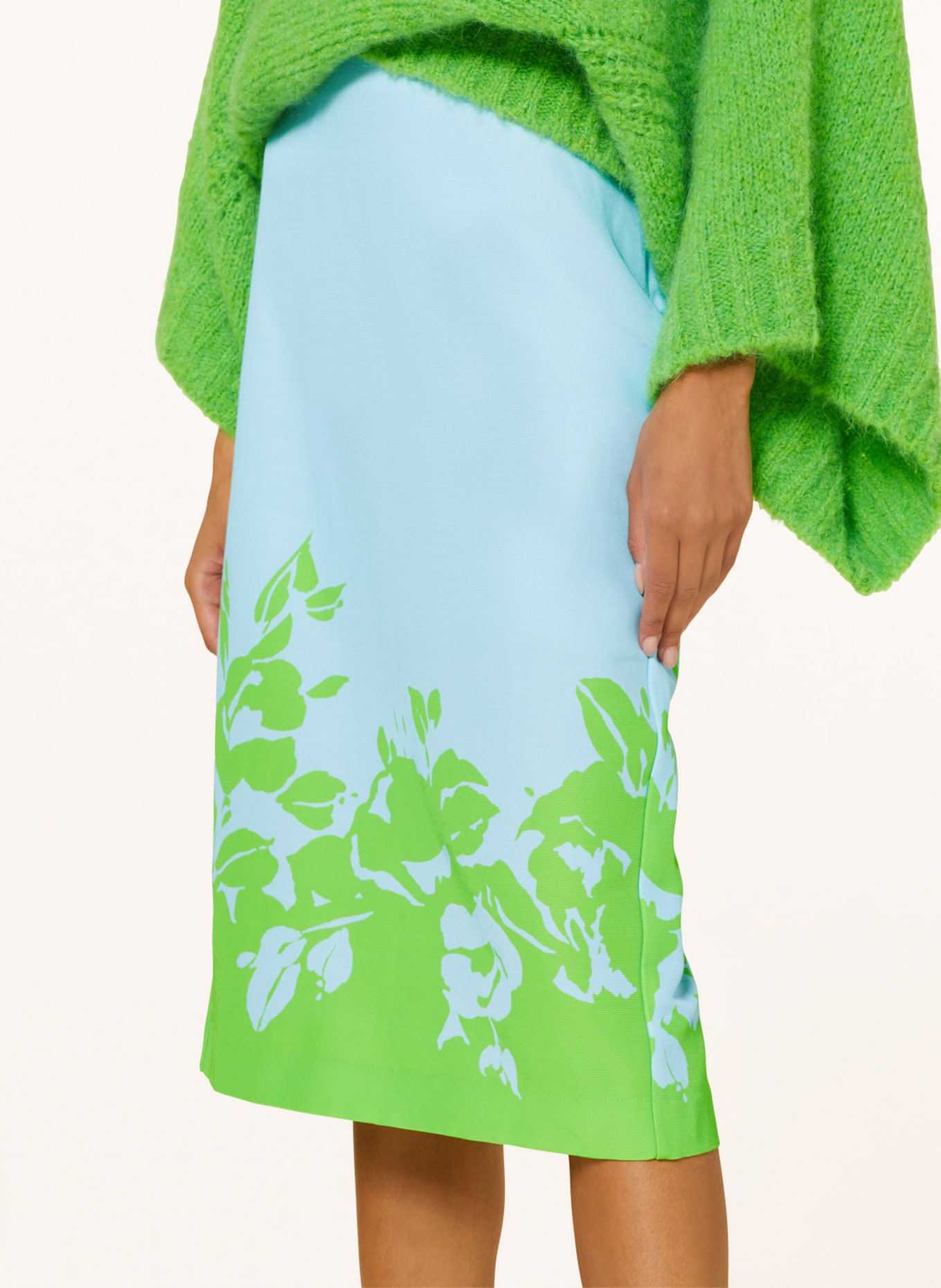 ESSENTIEL ANTWERP Skirt FAIRYDUST, Color: LIGHT BLUE/ NEON GREEN (Image 4)
